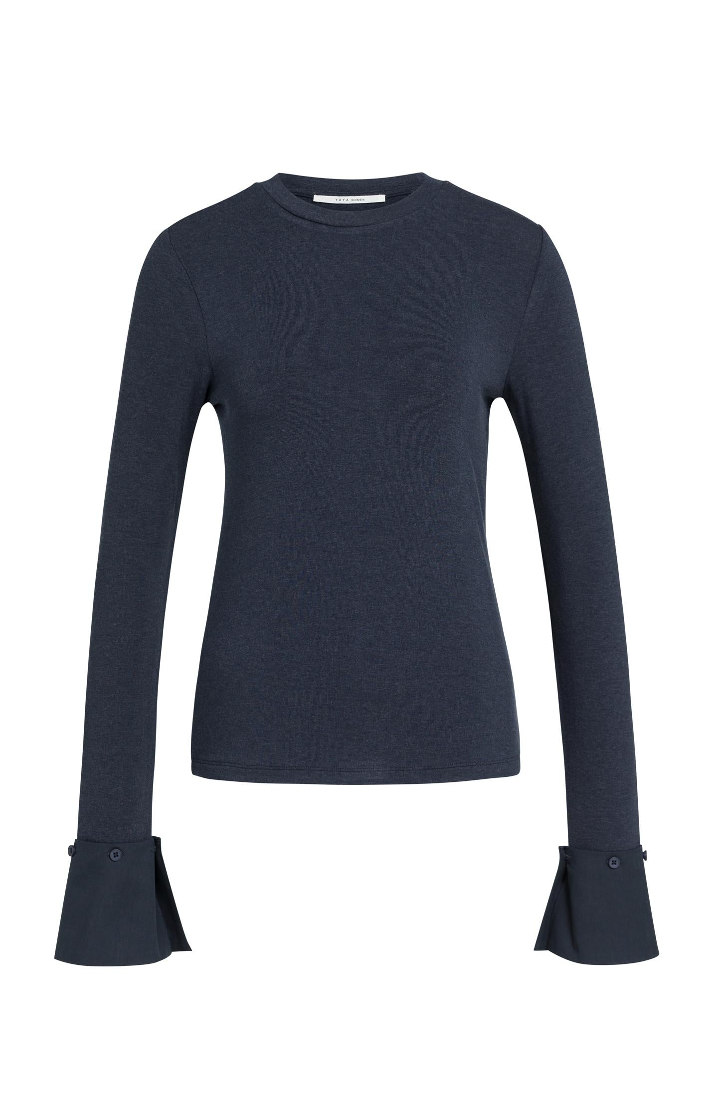 Jersey top met afneembare manchetten