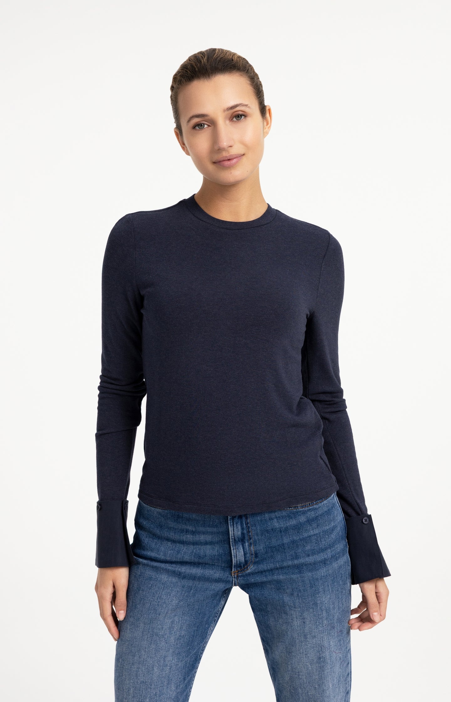 Jersey top with removable cuffs