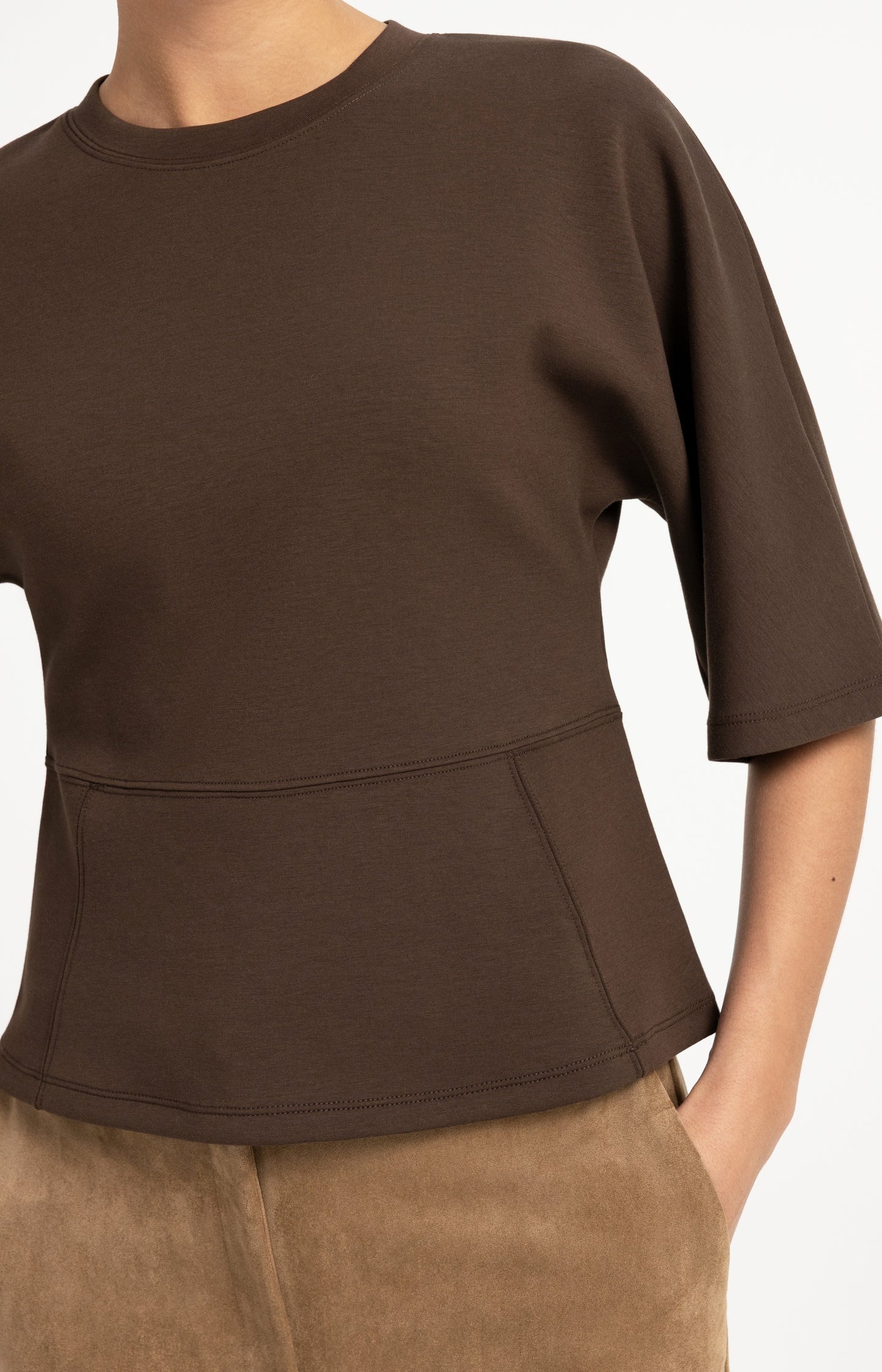 Jersey top with wide mid-length sleeves