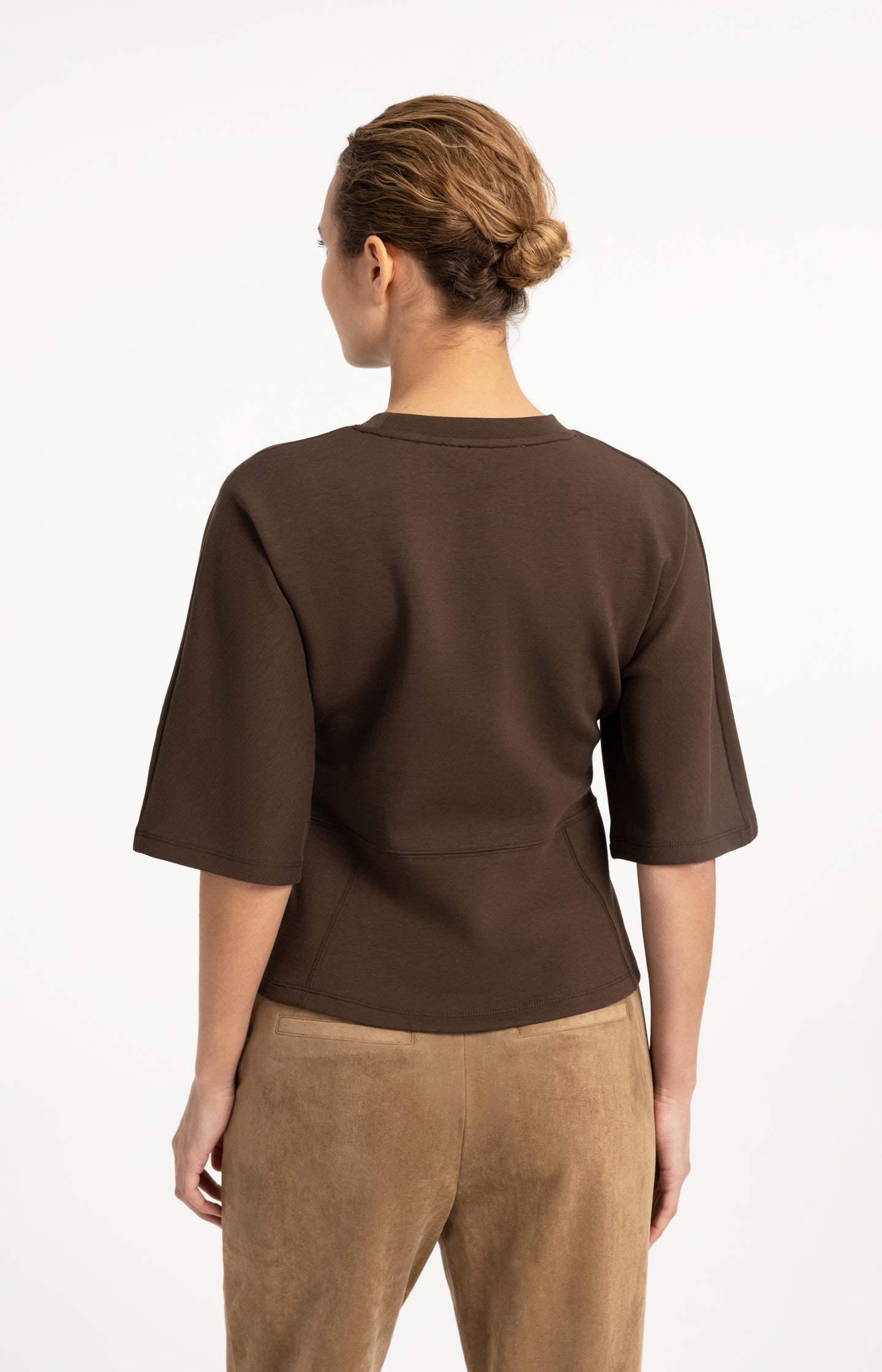 Jersey top with wide mid-length sleeves