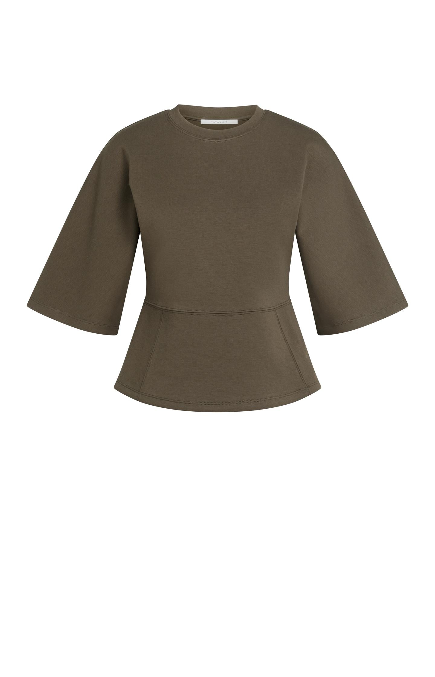 Jersey top with wide mid-length sleeves