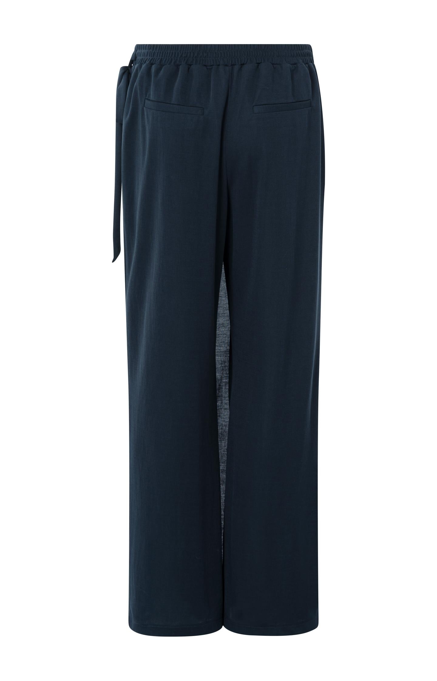 Jersey trousers with a wrap skirt effect and wide legs