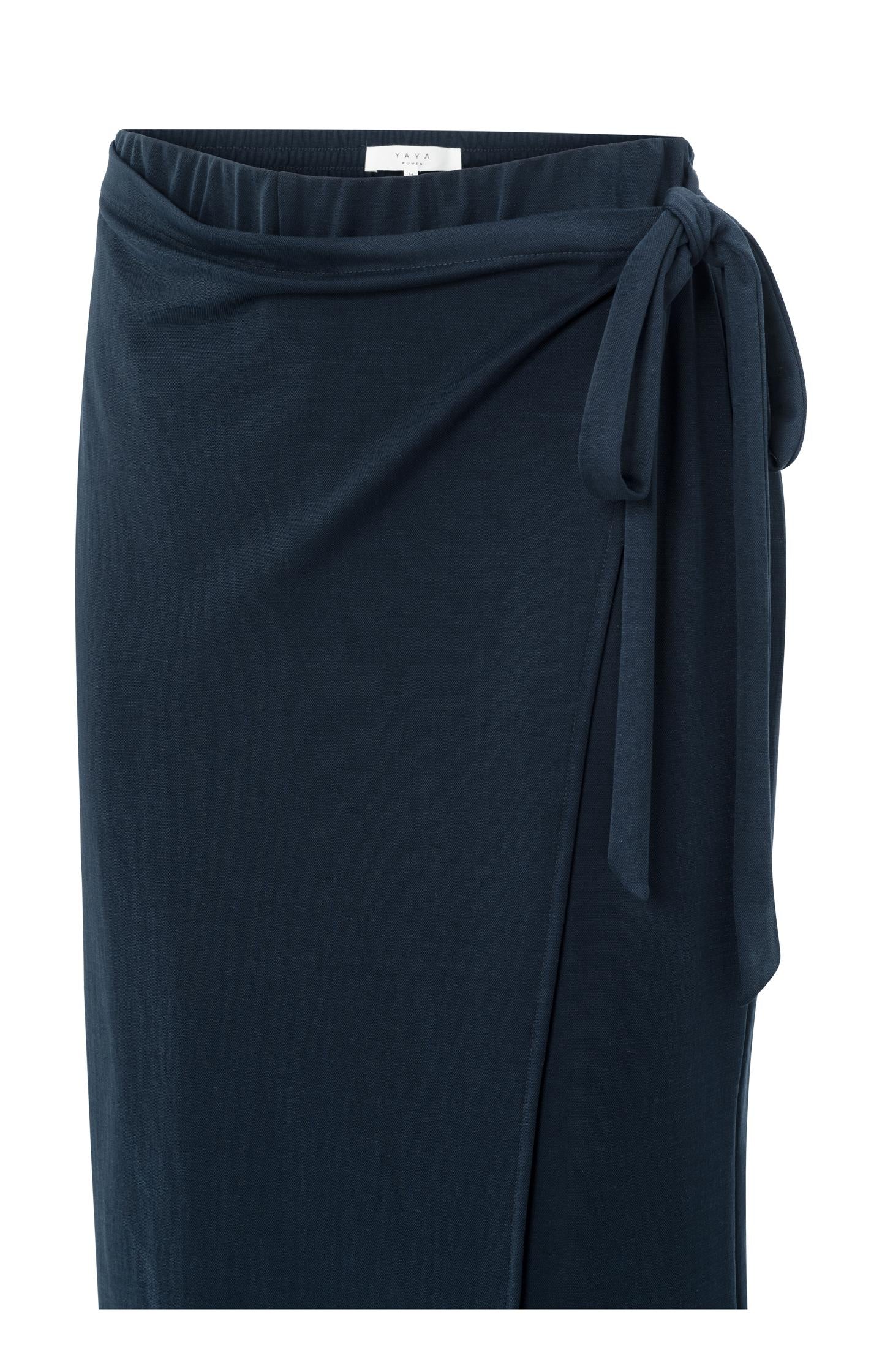 Jersey trousers with a wrap skirt effect and wide legs