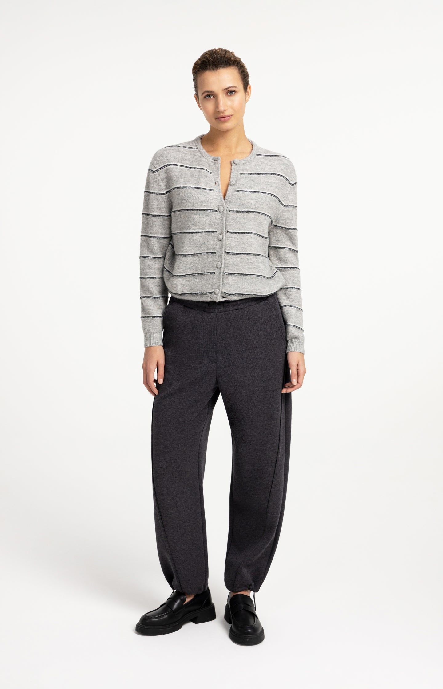 Jersey trousers with adjustable hems