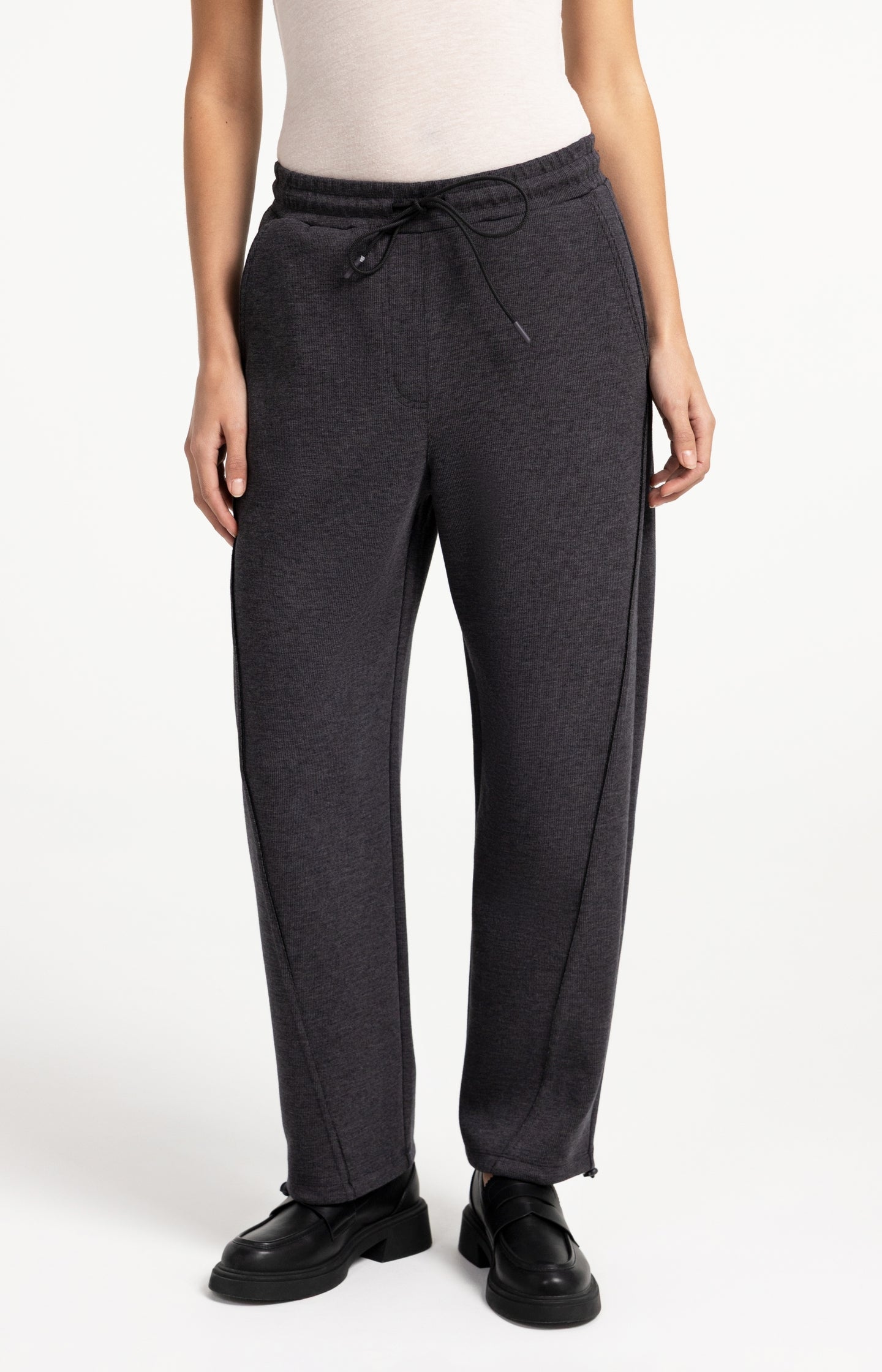 Jersey trousers with adjustable hems