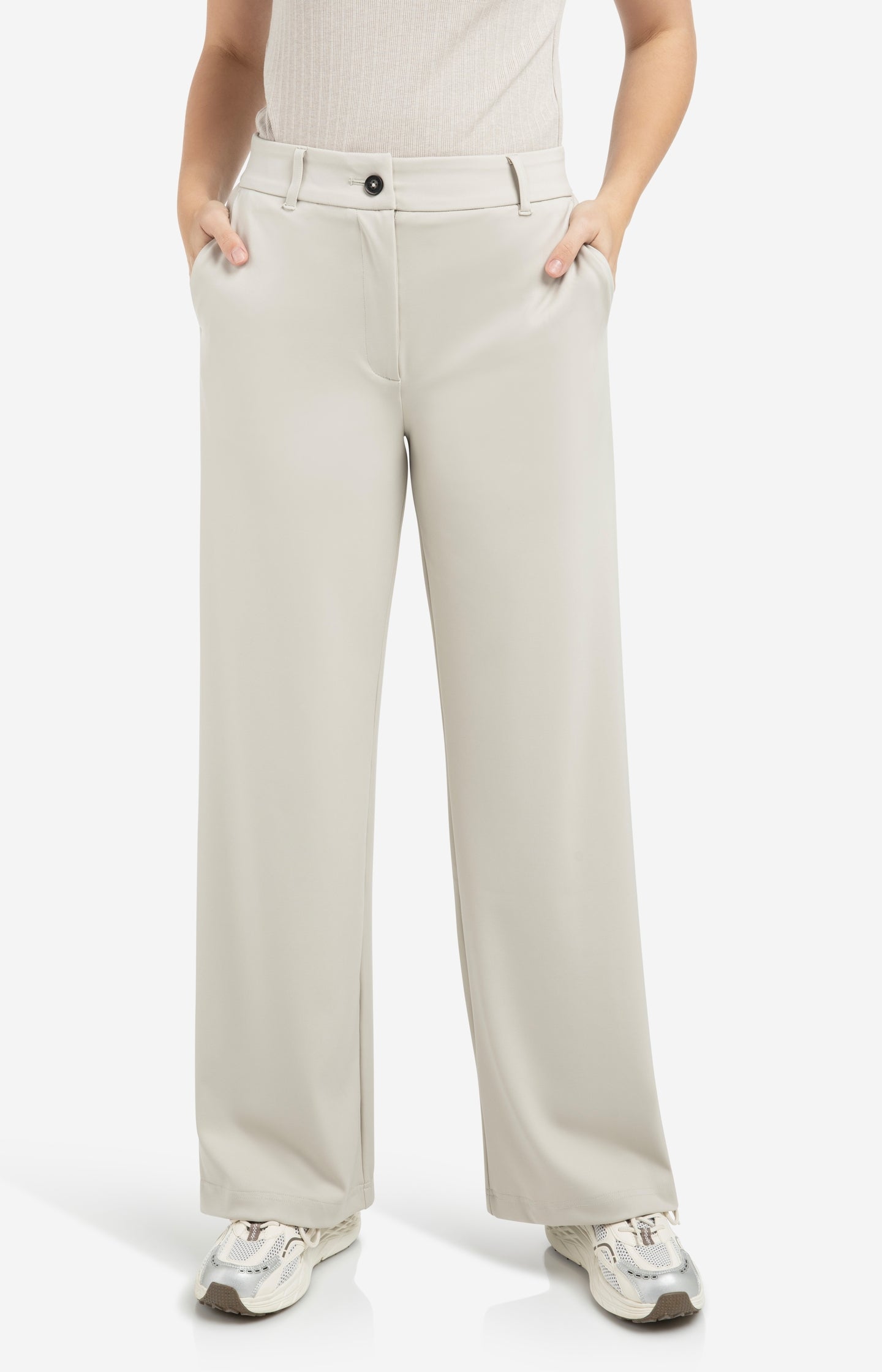 Jersey trousers with elastic waistband and wide legs
