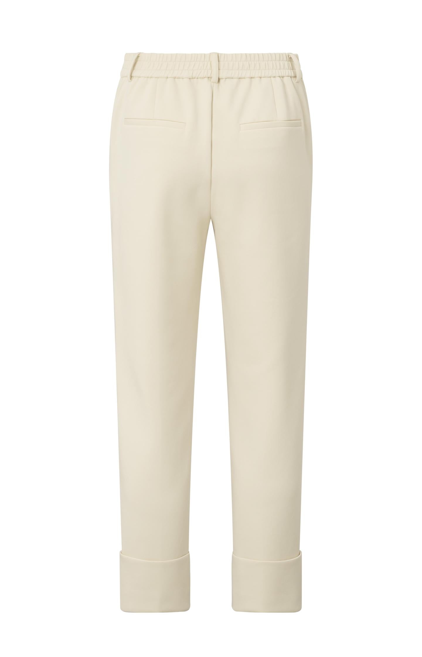 Jersey trousers with fixed turned-up hem