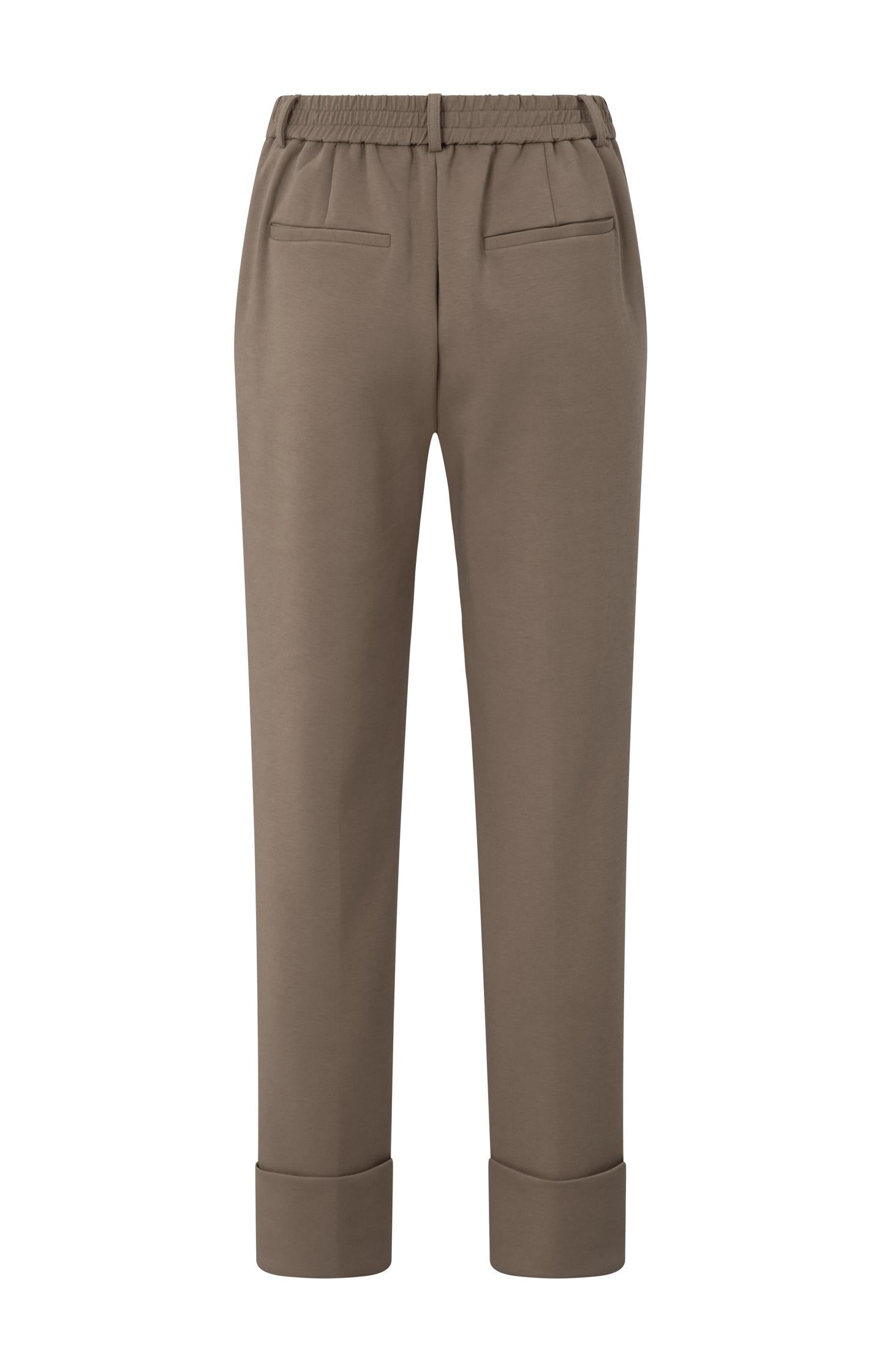 Jersey trousers with fixed turned-up hem