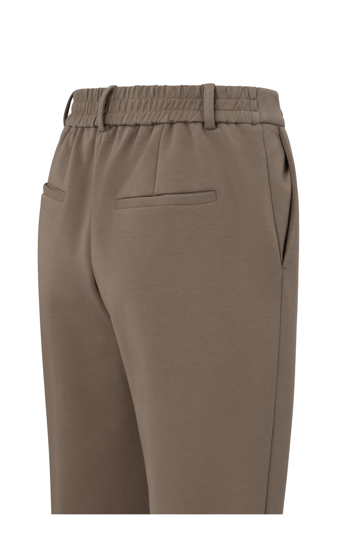 Jersey trousers with fixed turned-up hem