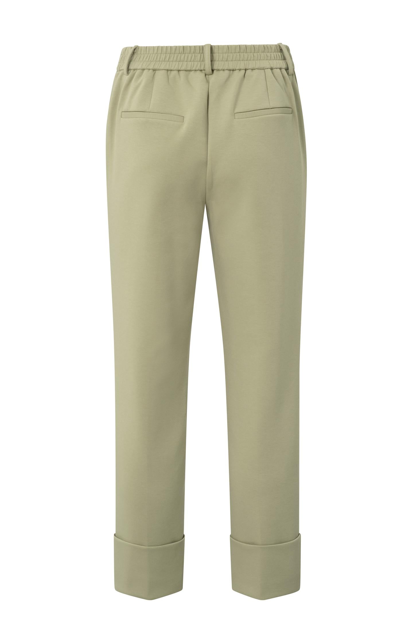 Jersey trousers with fixed turned-up hem