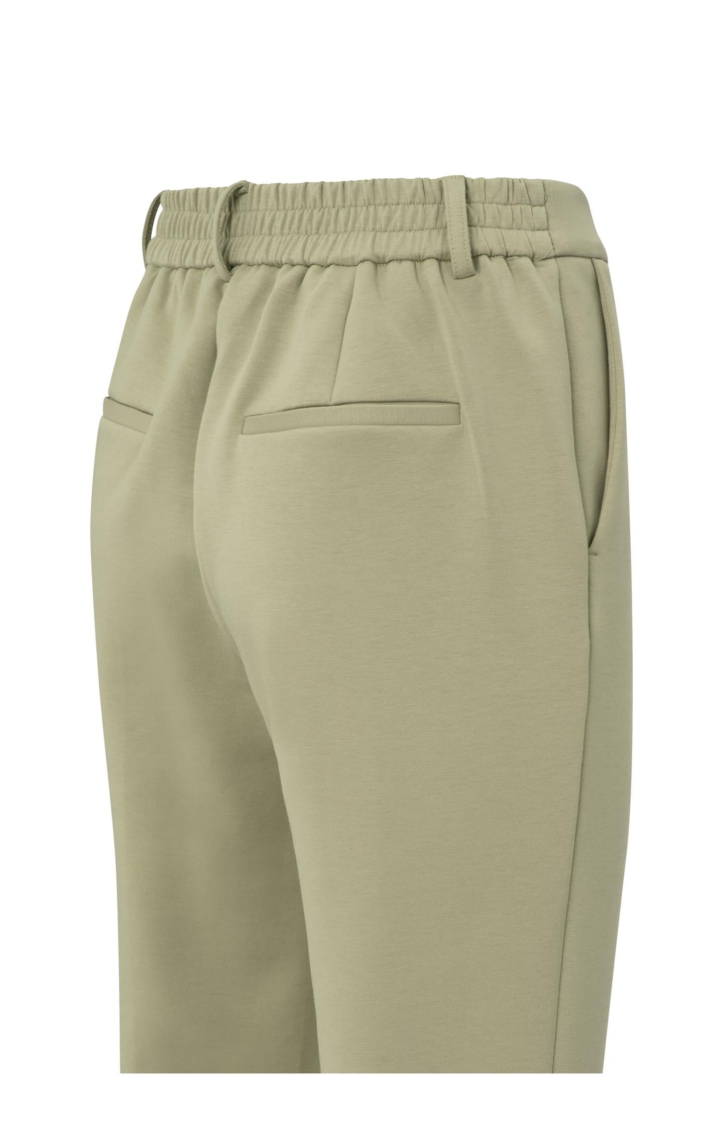 Jersey trousers with fixed turned-up hem