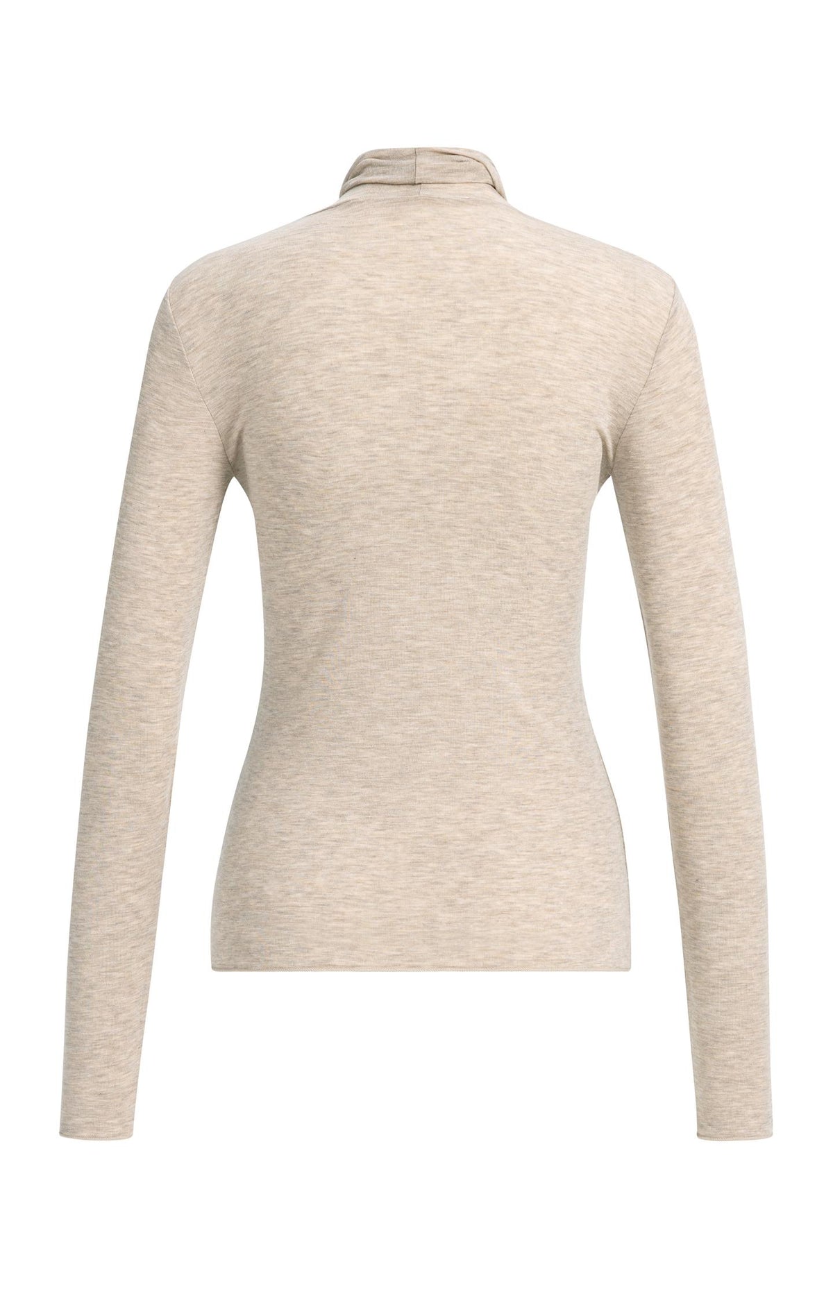 Jersey turtleneck top with long sleeves - Beige Melange