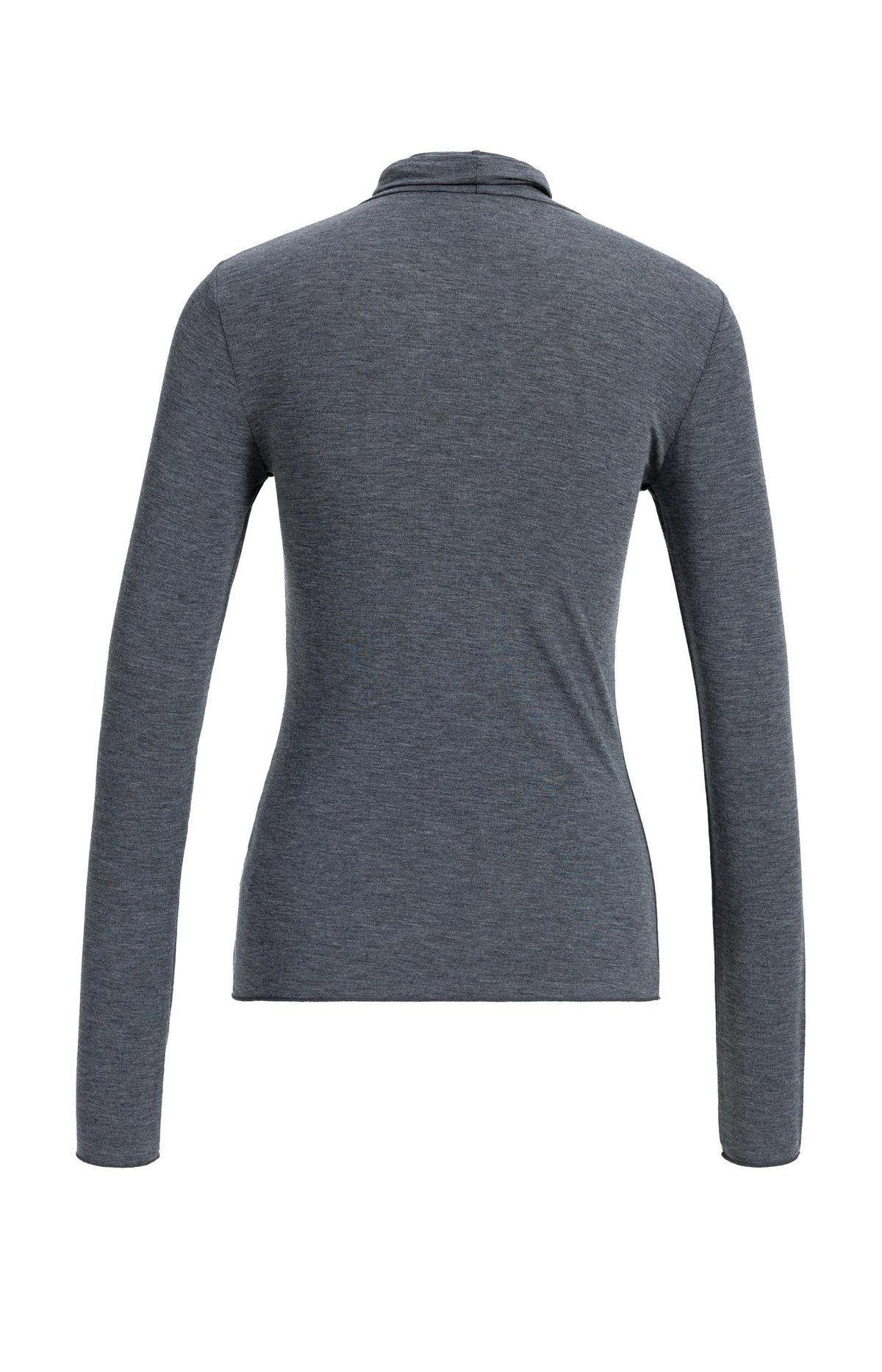 Jersey turtleneck top with long sleeves - Black