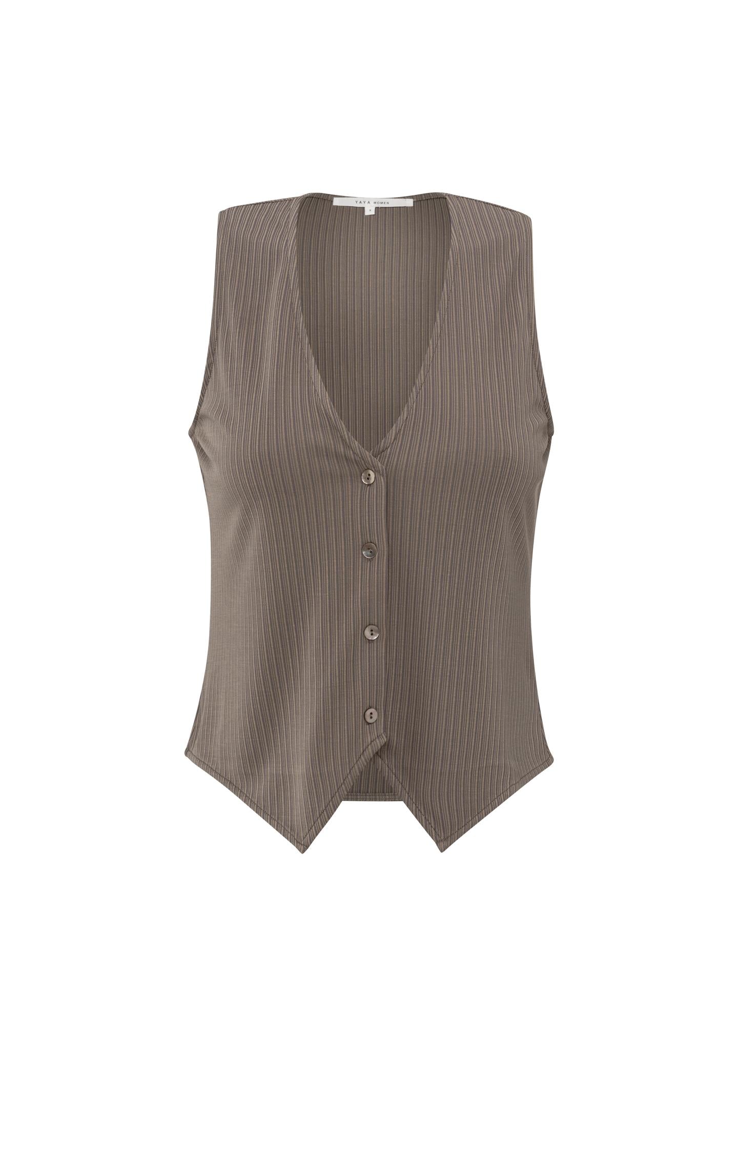 Jersey vest-style top with V-neck and button closure - Type: product