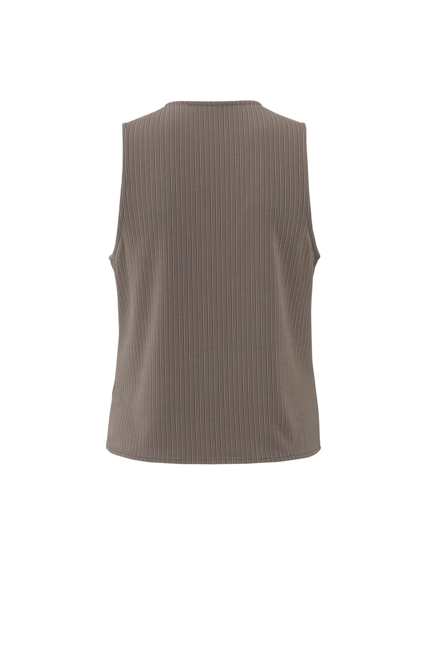 Jersey vest-style top with V-neck and button closure