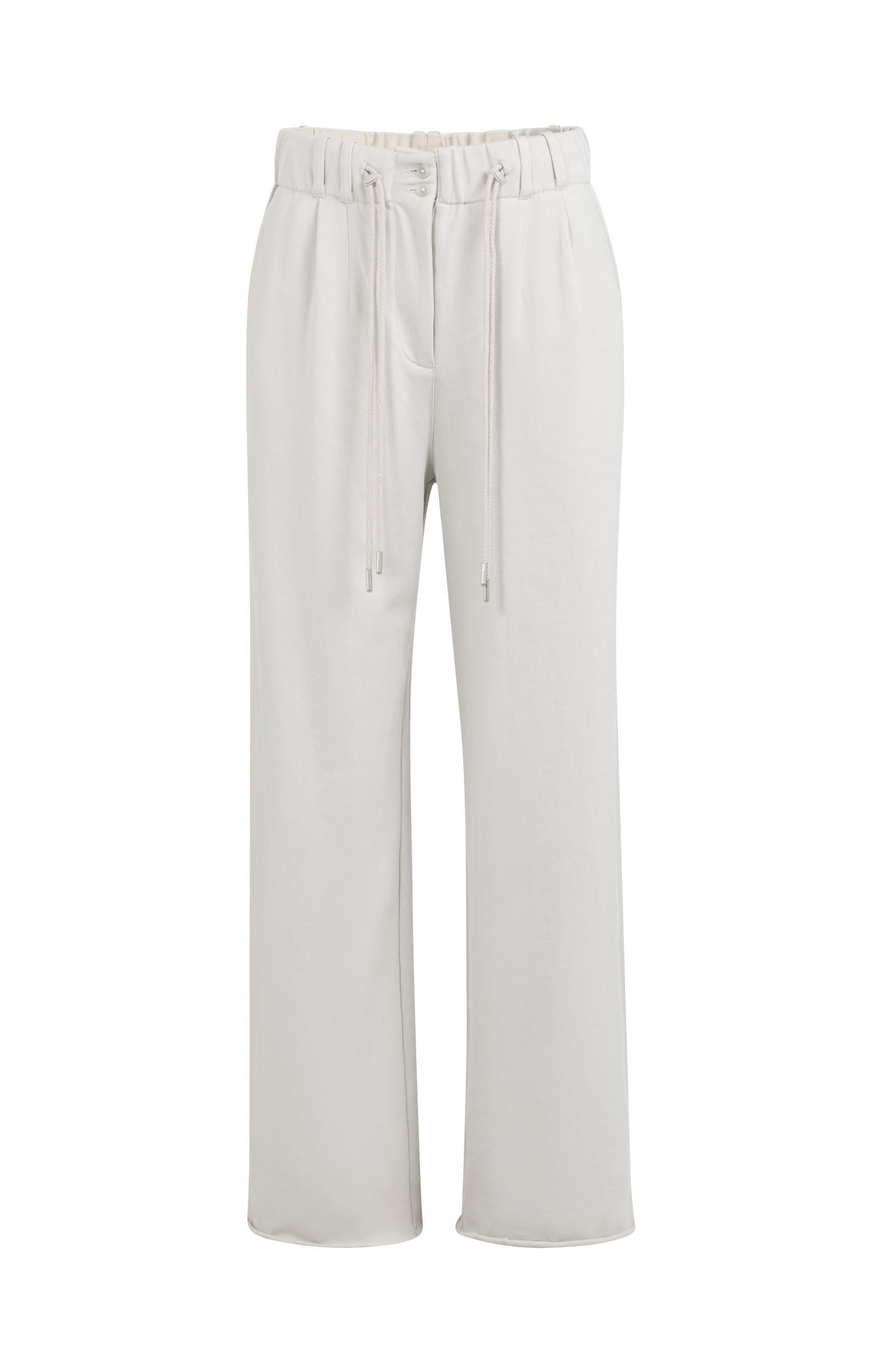 Jersey wide leg trousers with pleats and drawcord at waist - Type: product