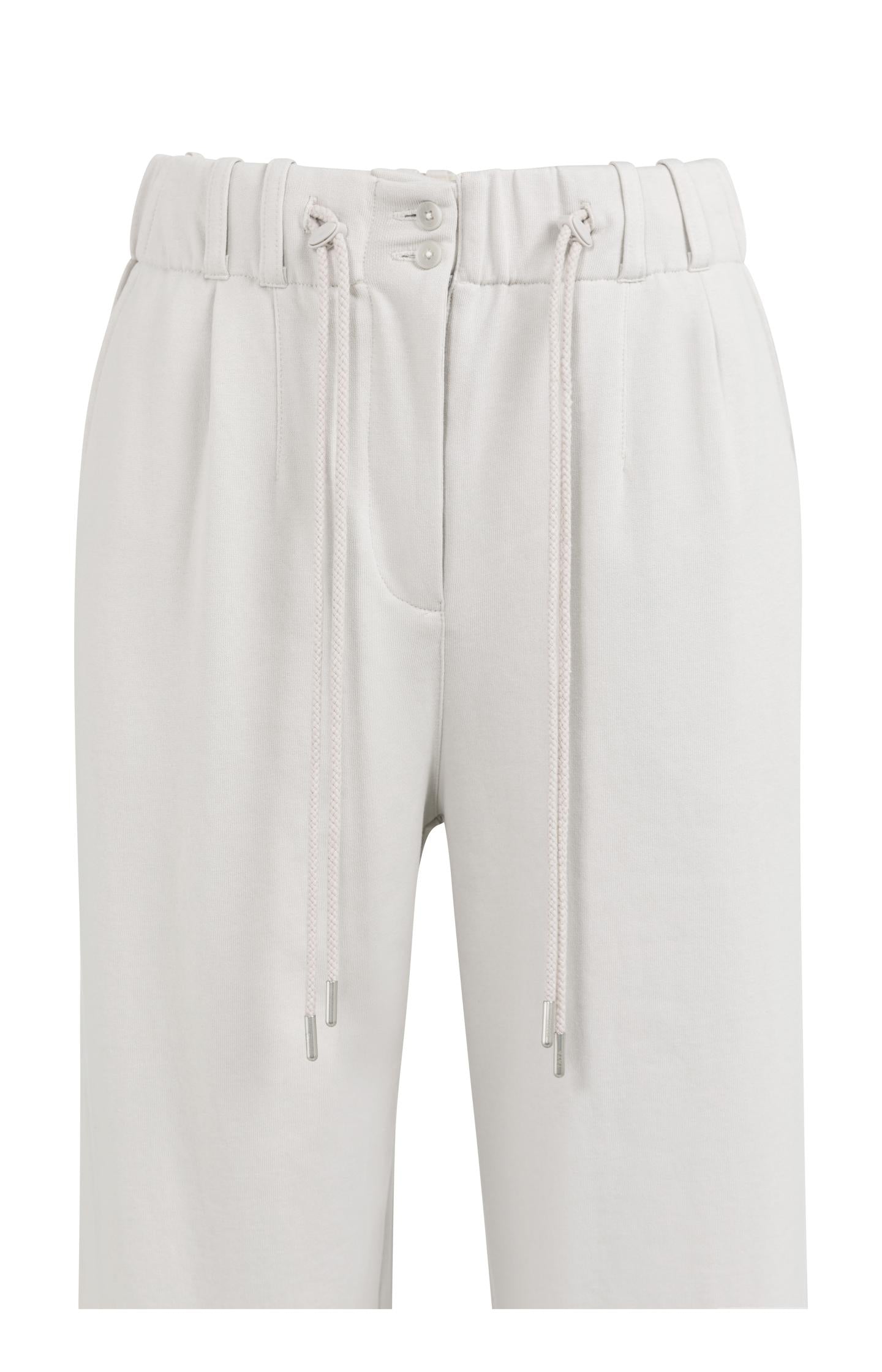 Jersey wide leg trousers with pleats and drawcord at waist