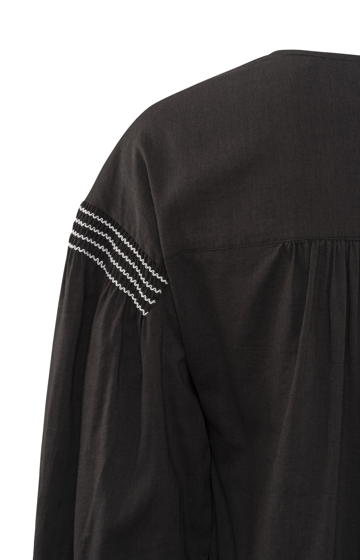 Kaftan dress with V-neck, long sleeves and shoulder detail - Licorice Black