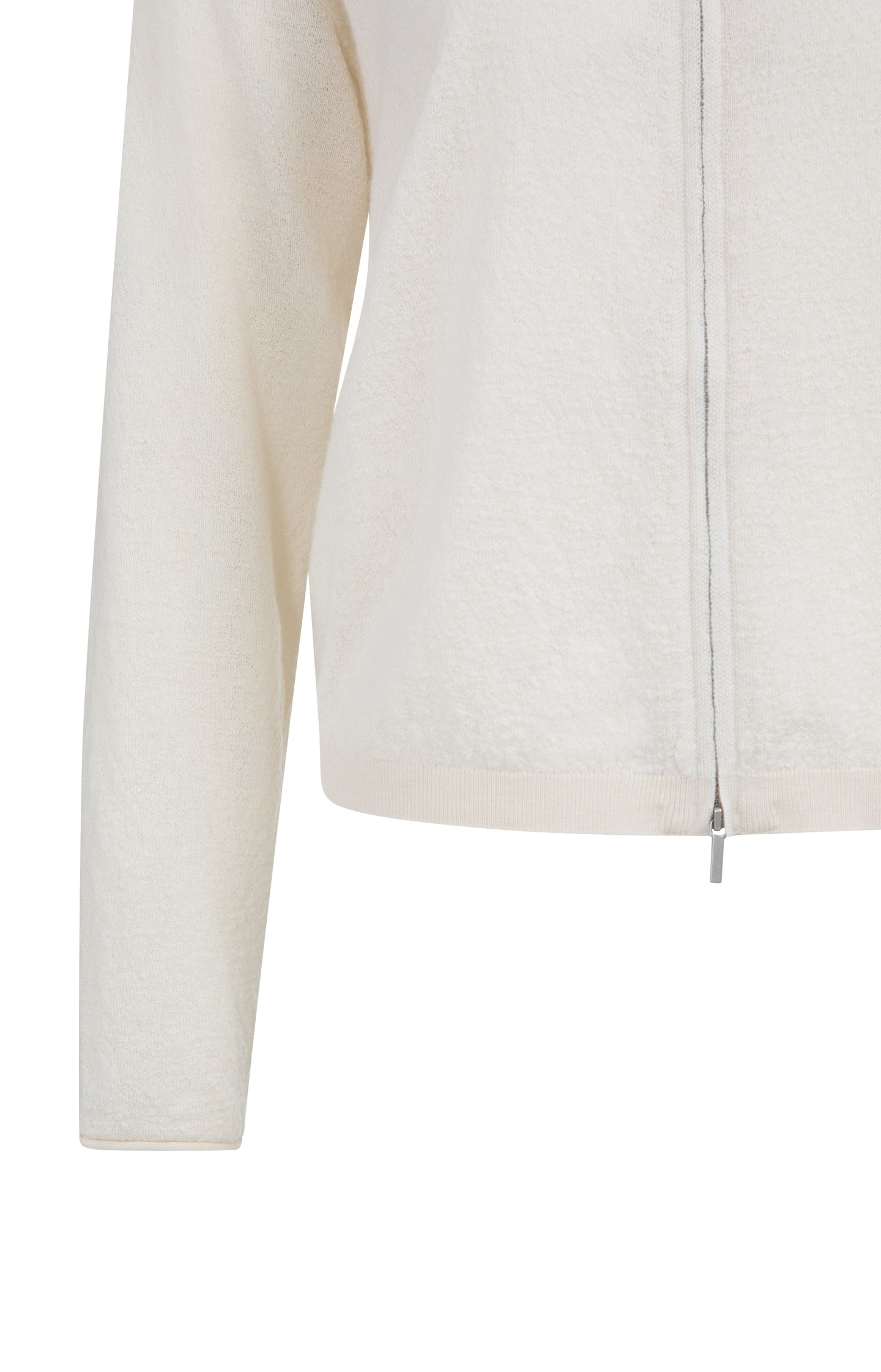 Knitted cardigan with high neck and zipper