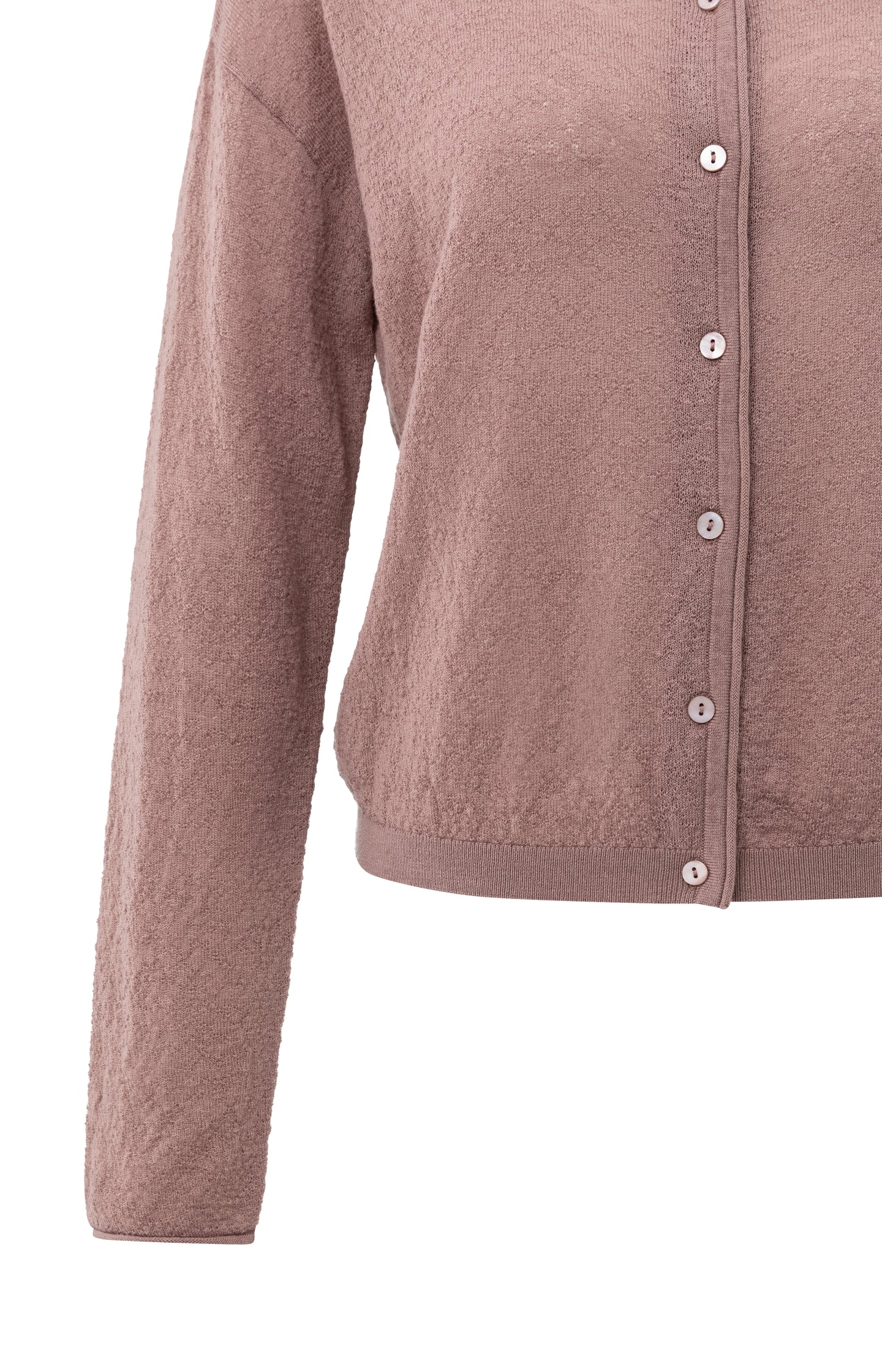 Knitted cardigan with high neckline and button closure
