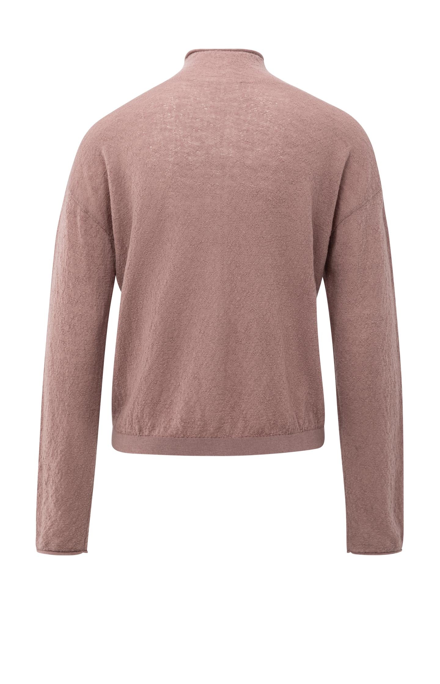 Knitted cardigan with high neckline and button closure