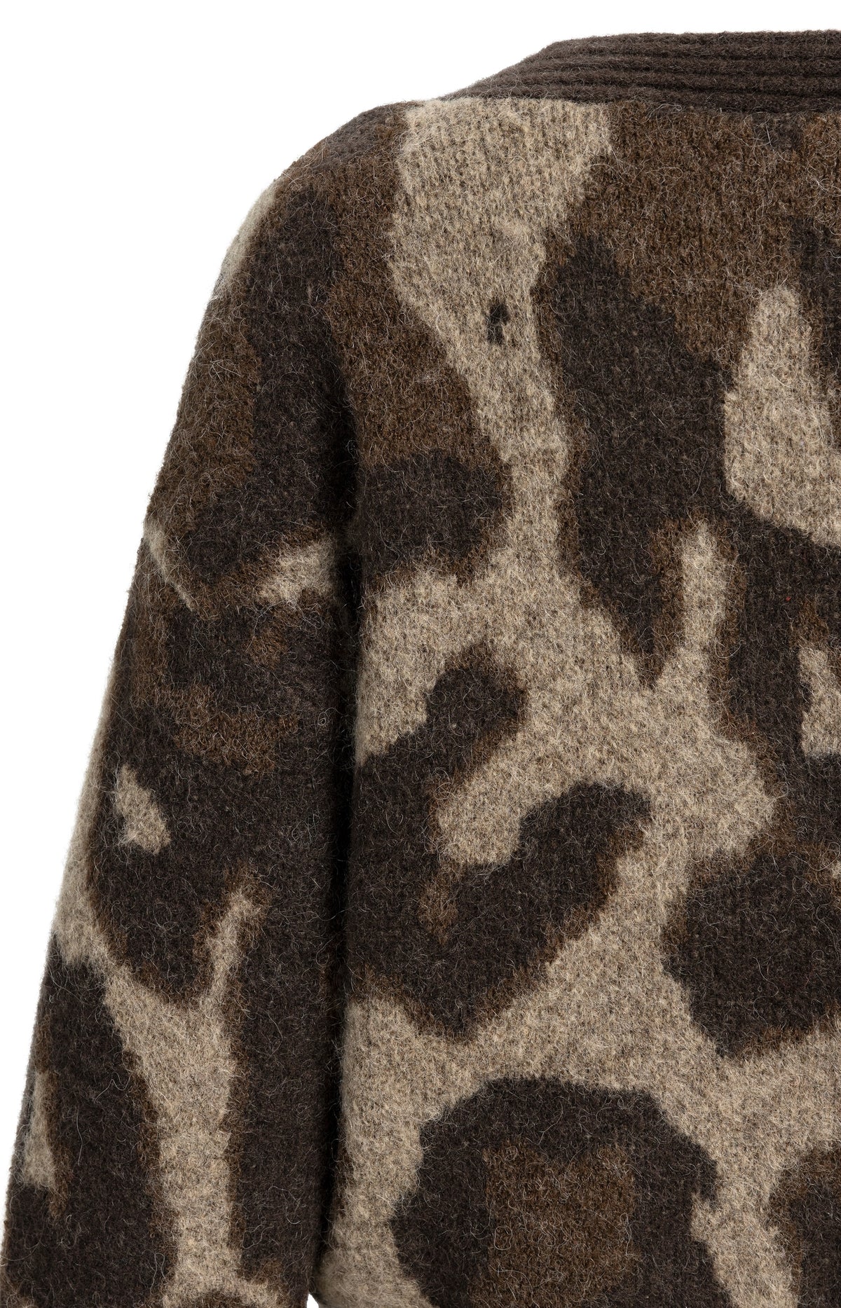 Knitted cardigan with pattern and batwing sleeves - Cocoa Brown Dessin