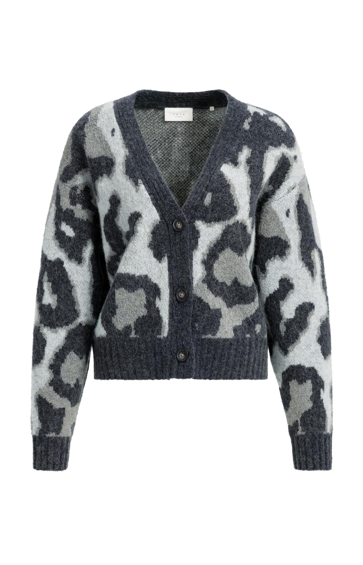 Knitted cardigan with pattern and batwing sleeves - Grey
