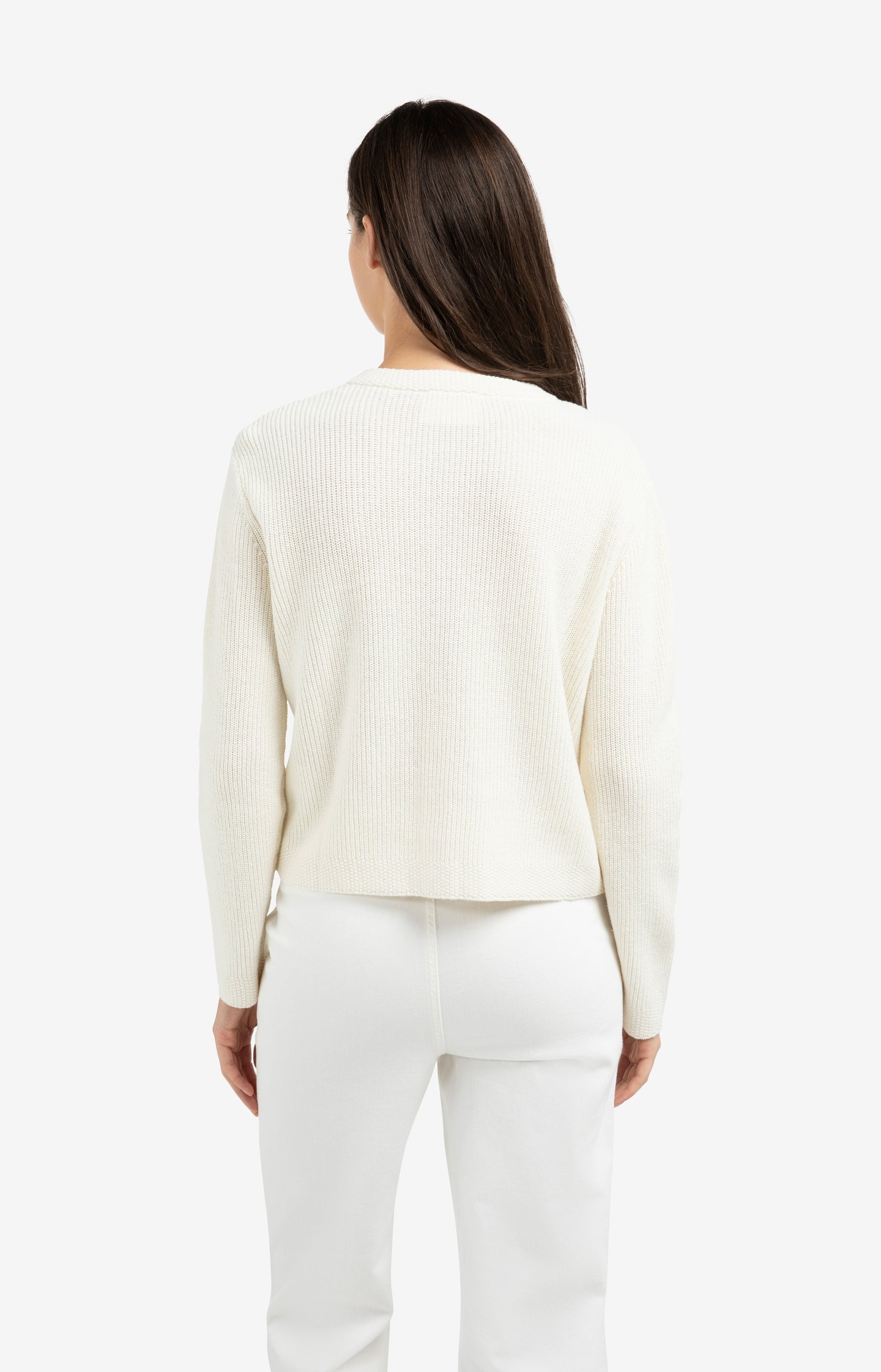 Knitted cardigan with round neck and decorative buttons