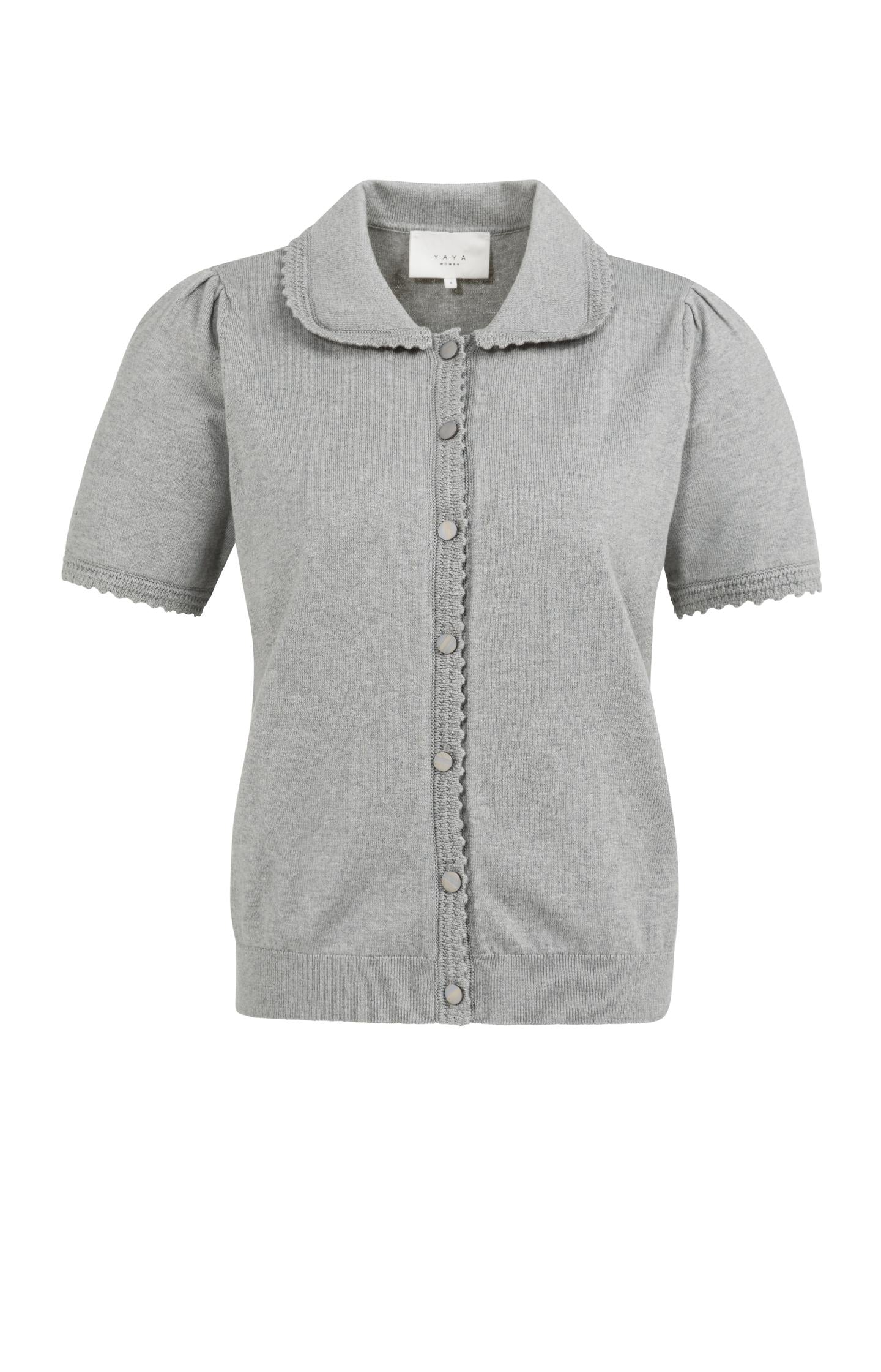 Knitted cardigan with short sleeves and buttons - Type: product
