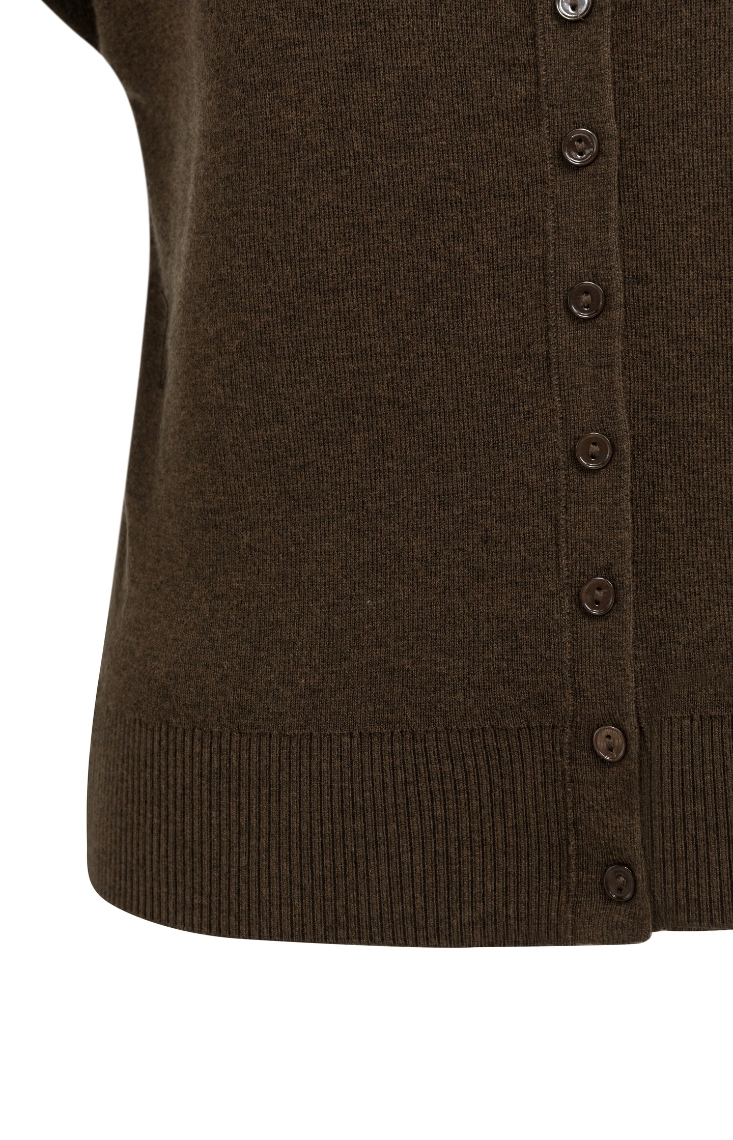 Knitted cardigan with short sleeves and front buttons