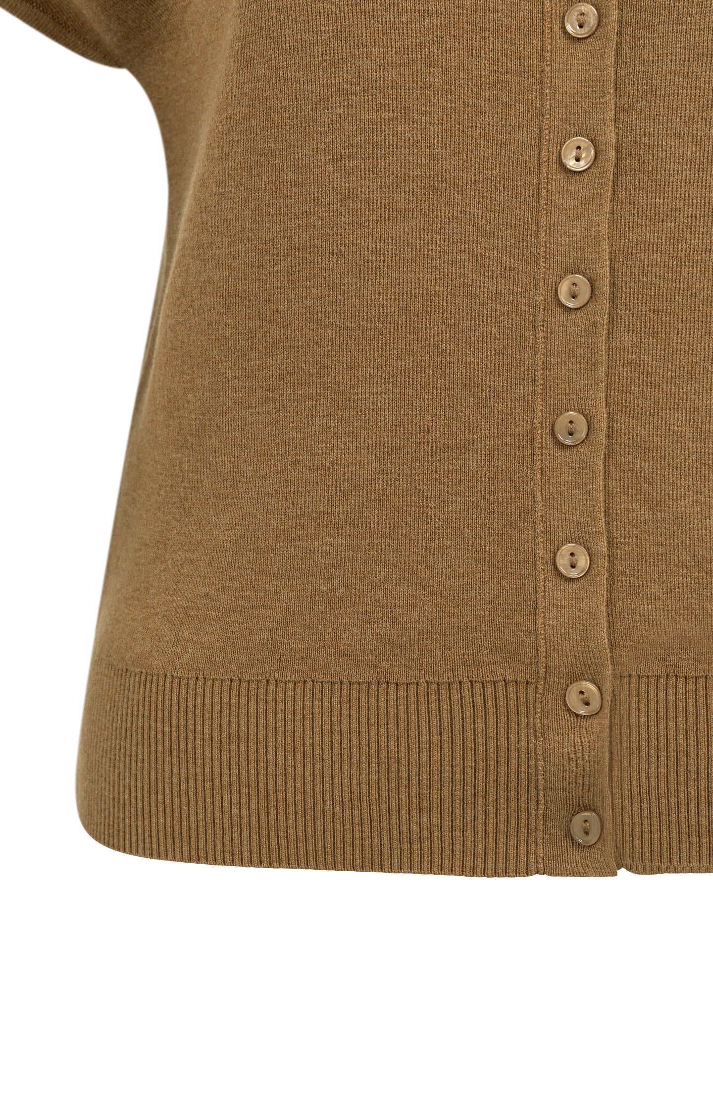 Knitted cardigan with short sleeves and front buttons - Type: lookbook