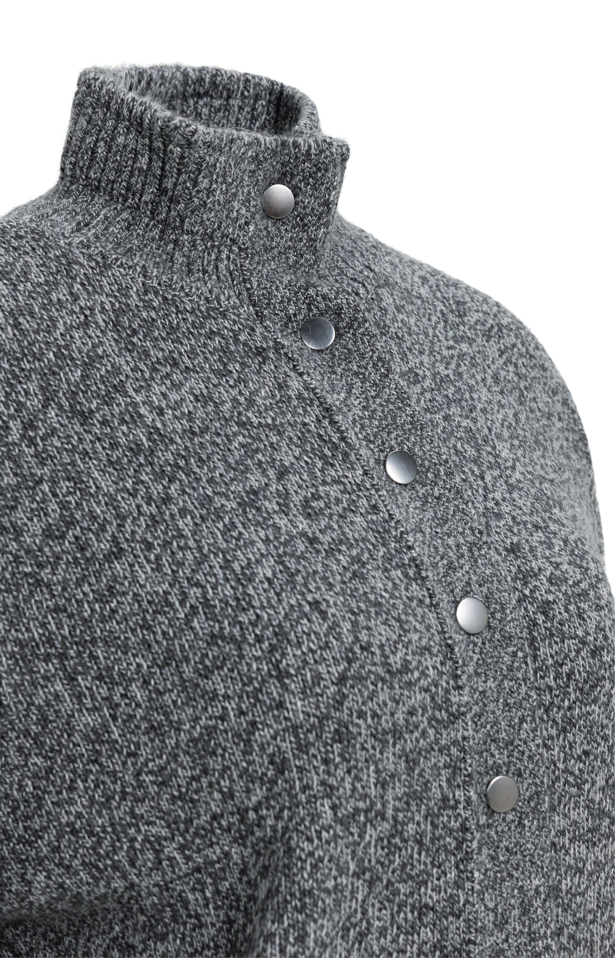 Knitted cardigan with snap buttons - Dark Anthracite Melange
