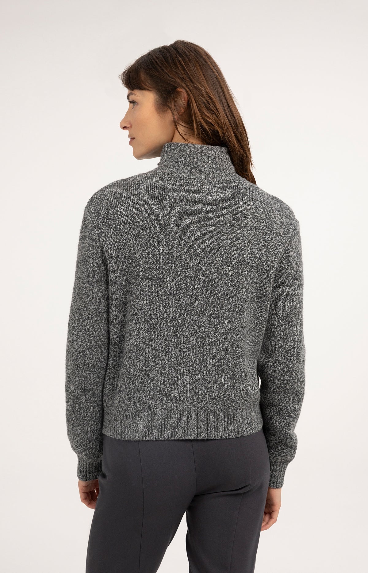 Knitted cardigan with snap buttons - Dark Anthracite Melange