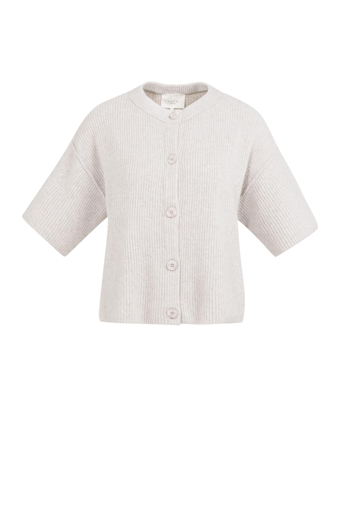 Knitted cardigan with wide short sleeves and buttons - Type: product