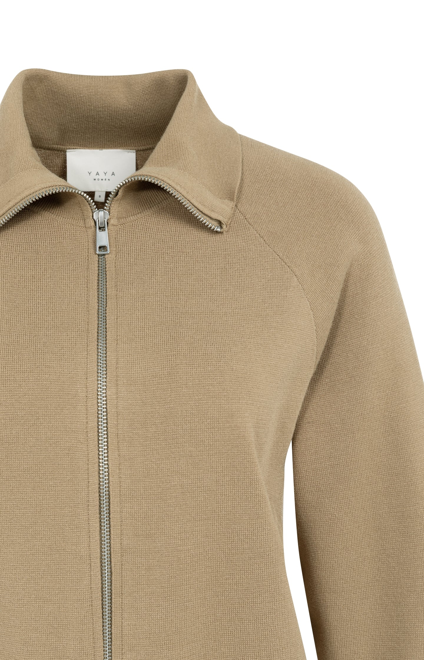 Knitted cardigan with zipper and collar