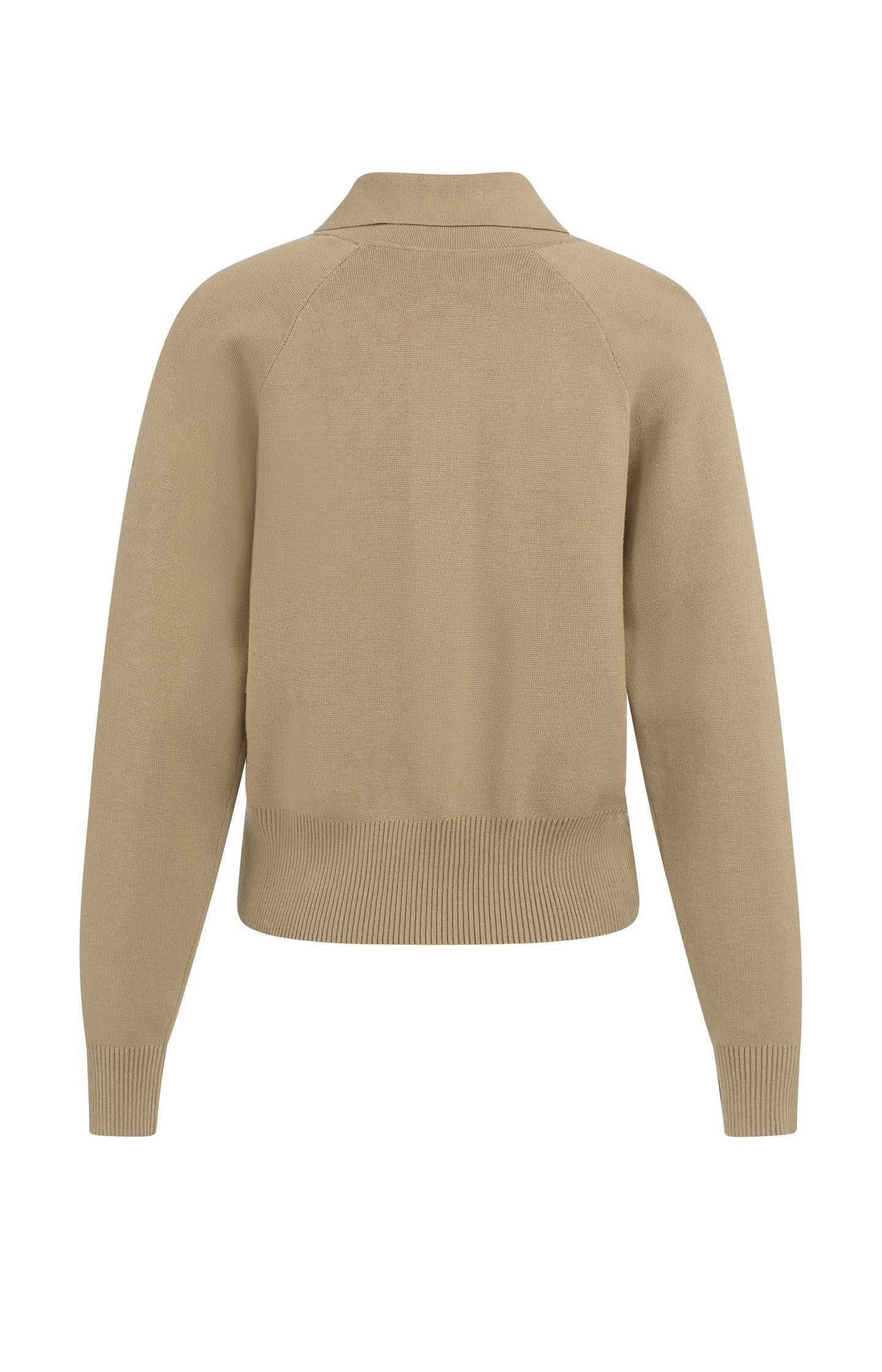 Knitted cardigan with zipper and collar