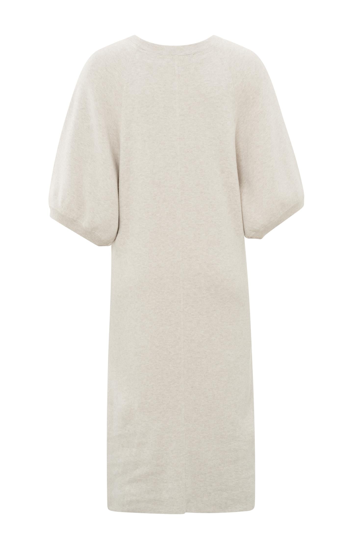 Knitted dress with round neck and half long wide sleeves