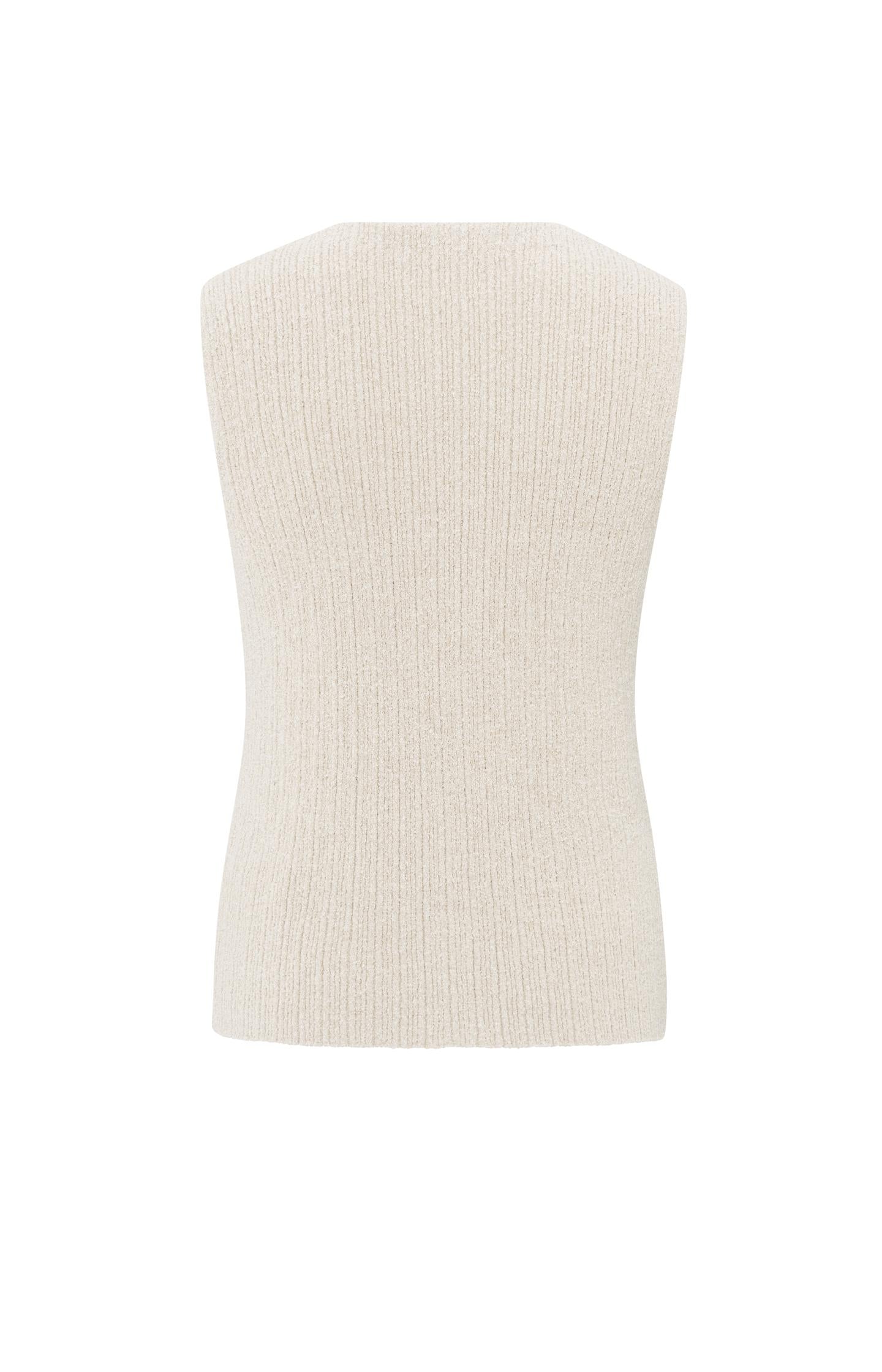 Knitted gilet with ribbed texture and button closure