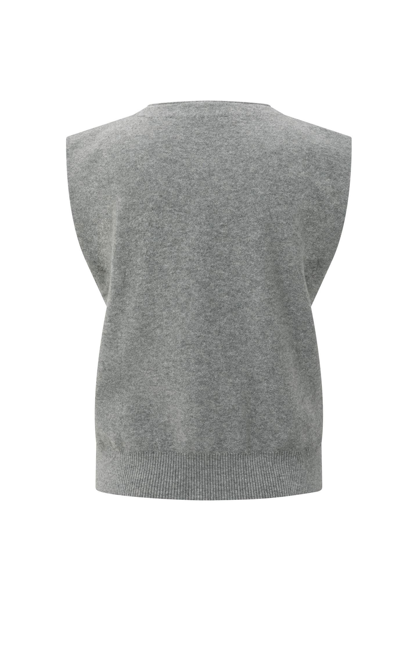 Knitted gilet with V-neck and asymmetric buttoning