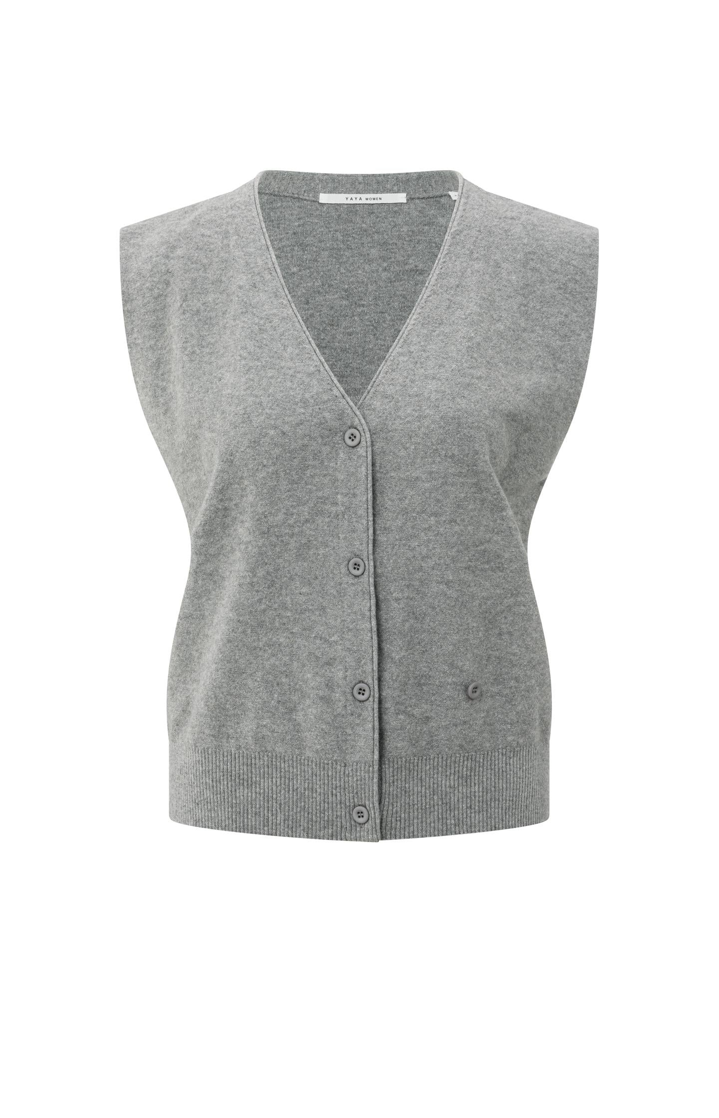 Knitted gilet with V-neck and asymmetric buttoning - Type: product