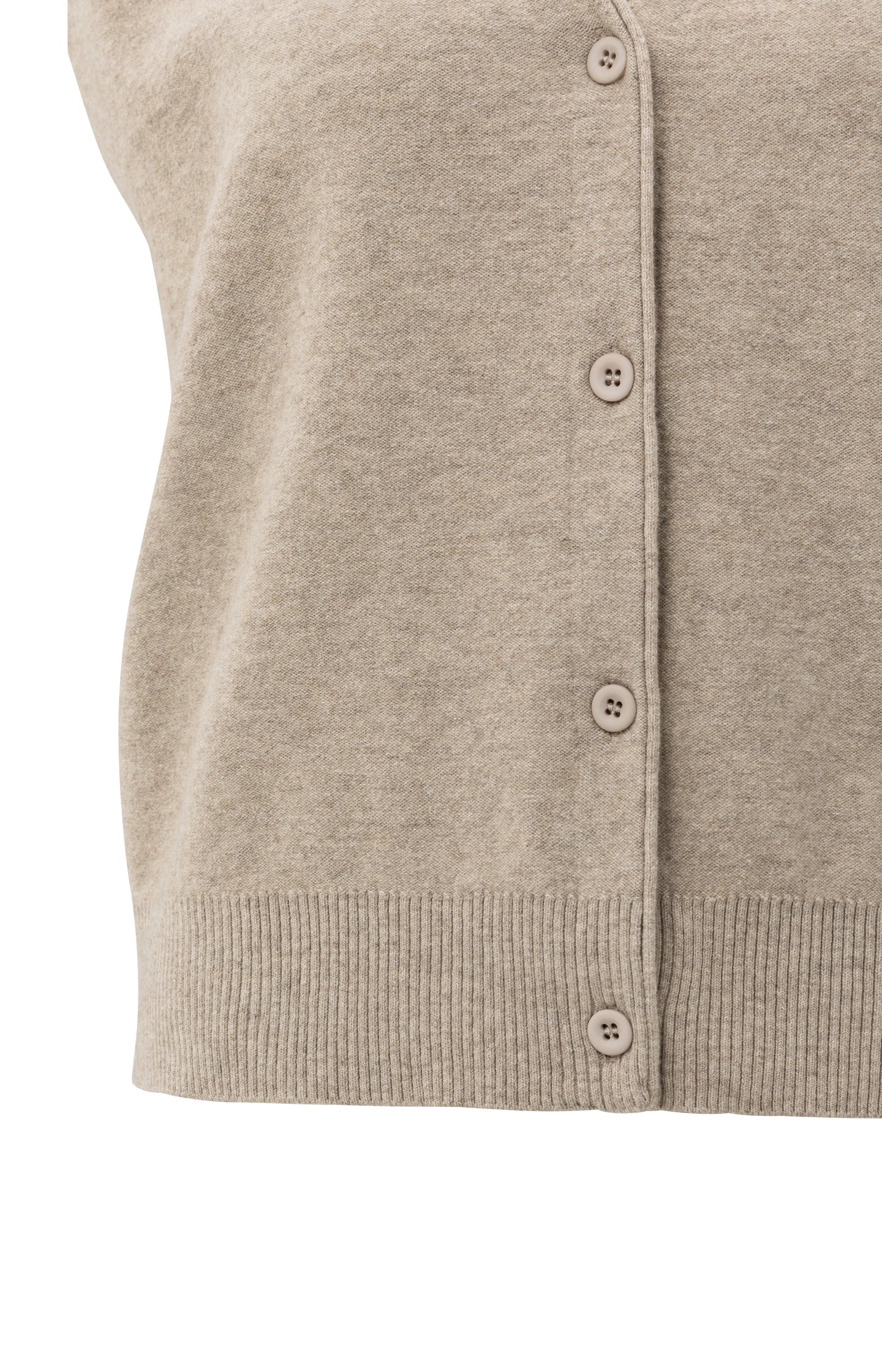 Knitted gilet with V-neck and asymmetric buttoning