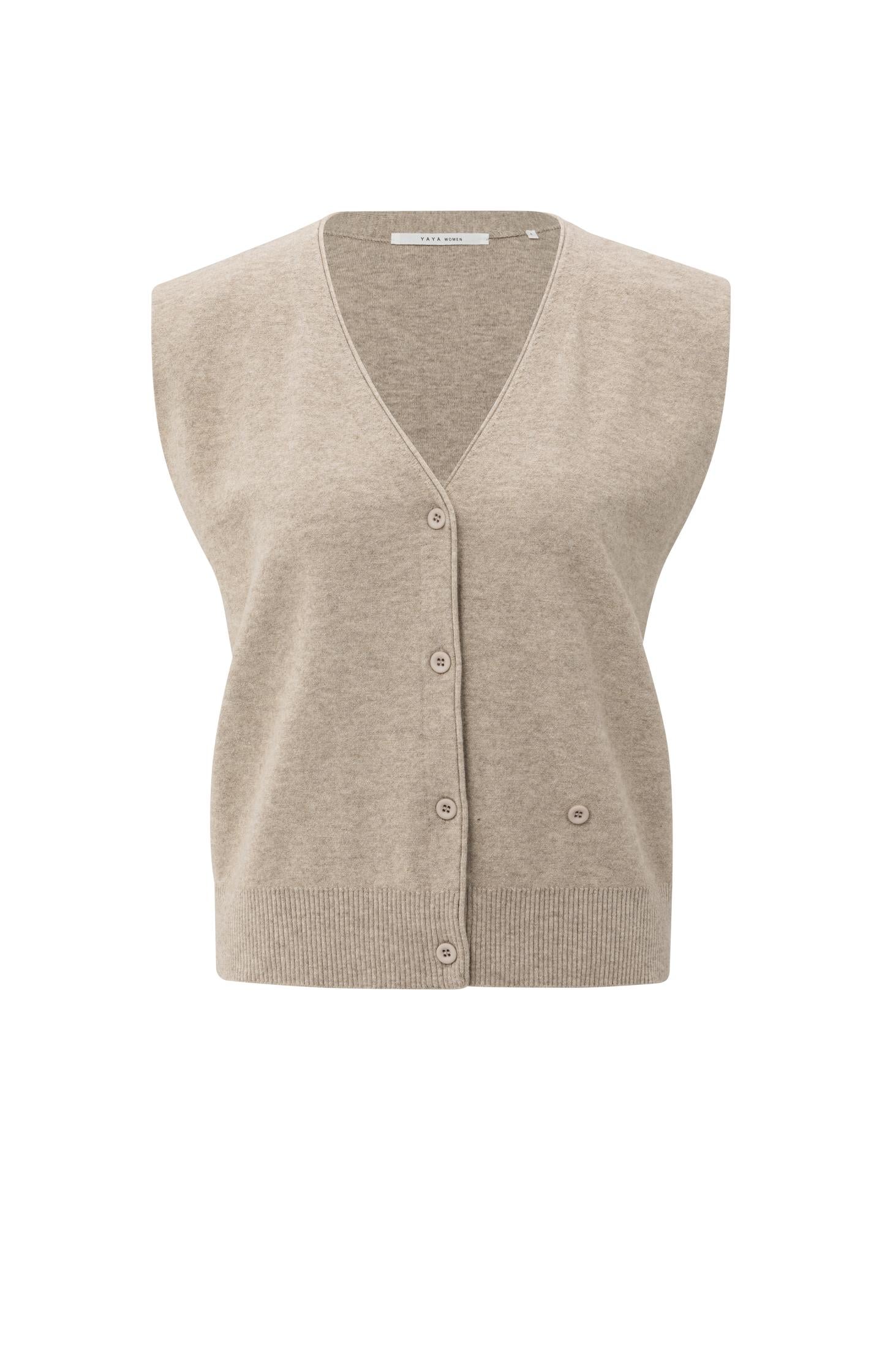 Knitted gilet with V-neck and asymmetric buttoning - Type: product