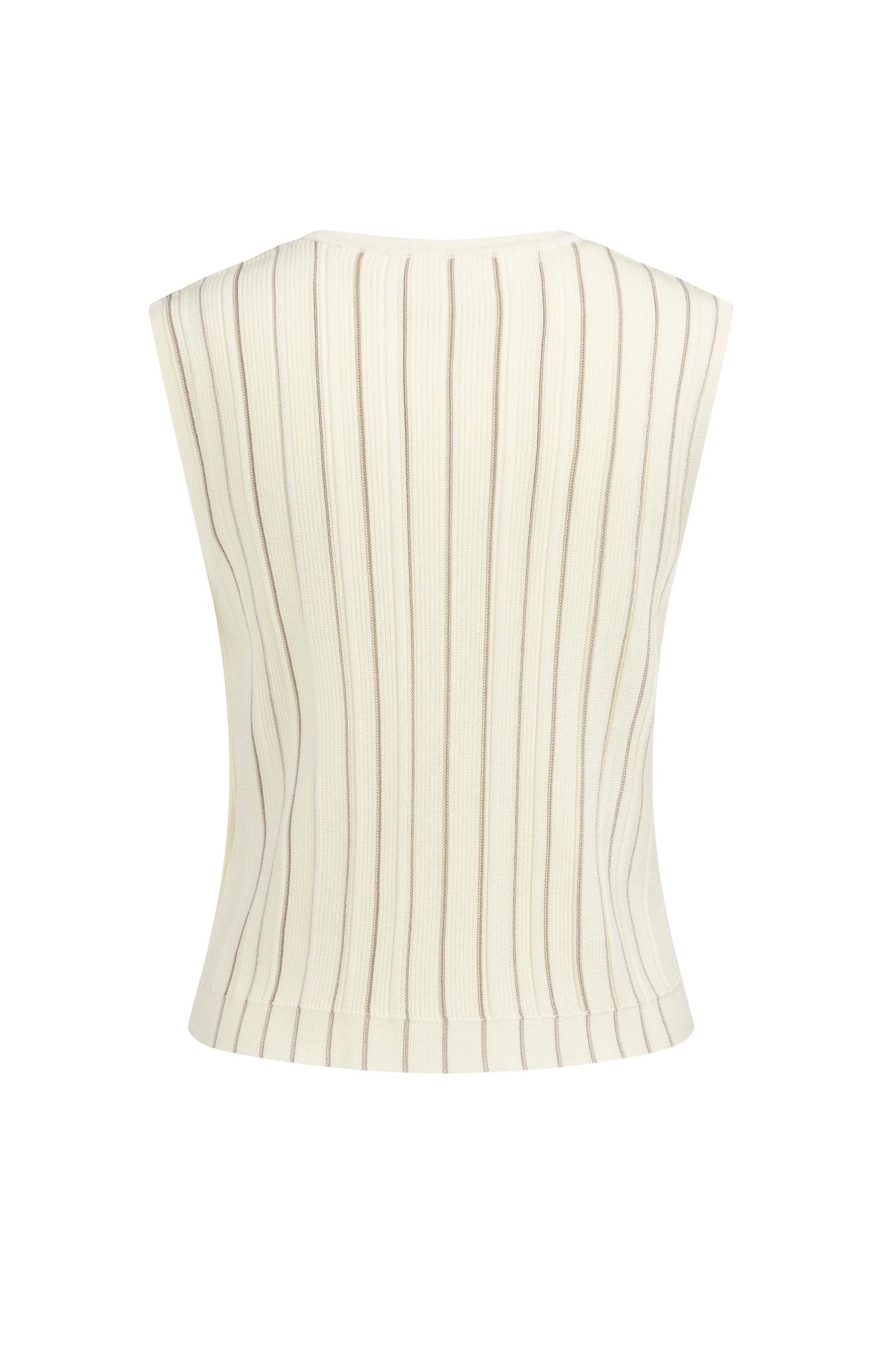 Knitted gilet with V-neck and stripe design - Type: lookbook