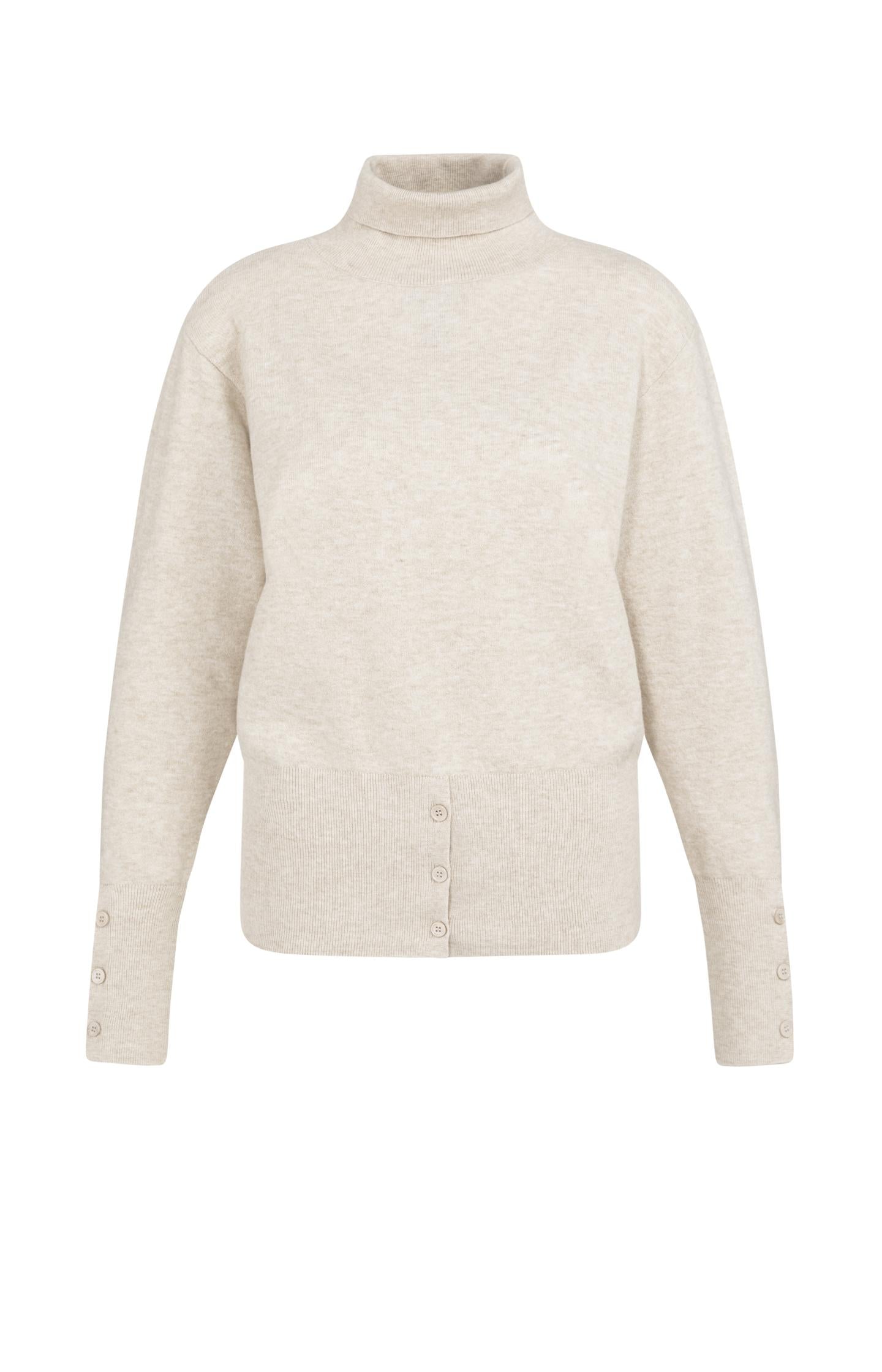 Knitted high neck sweater with button details - Type: product