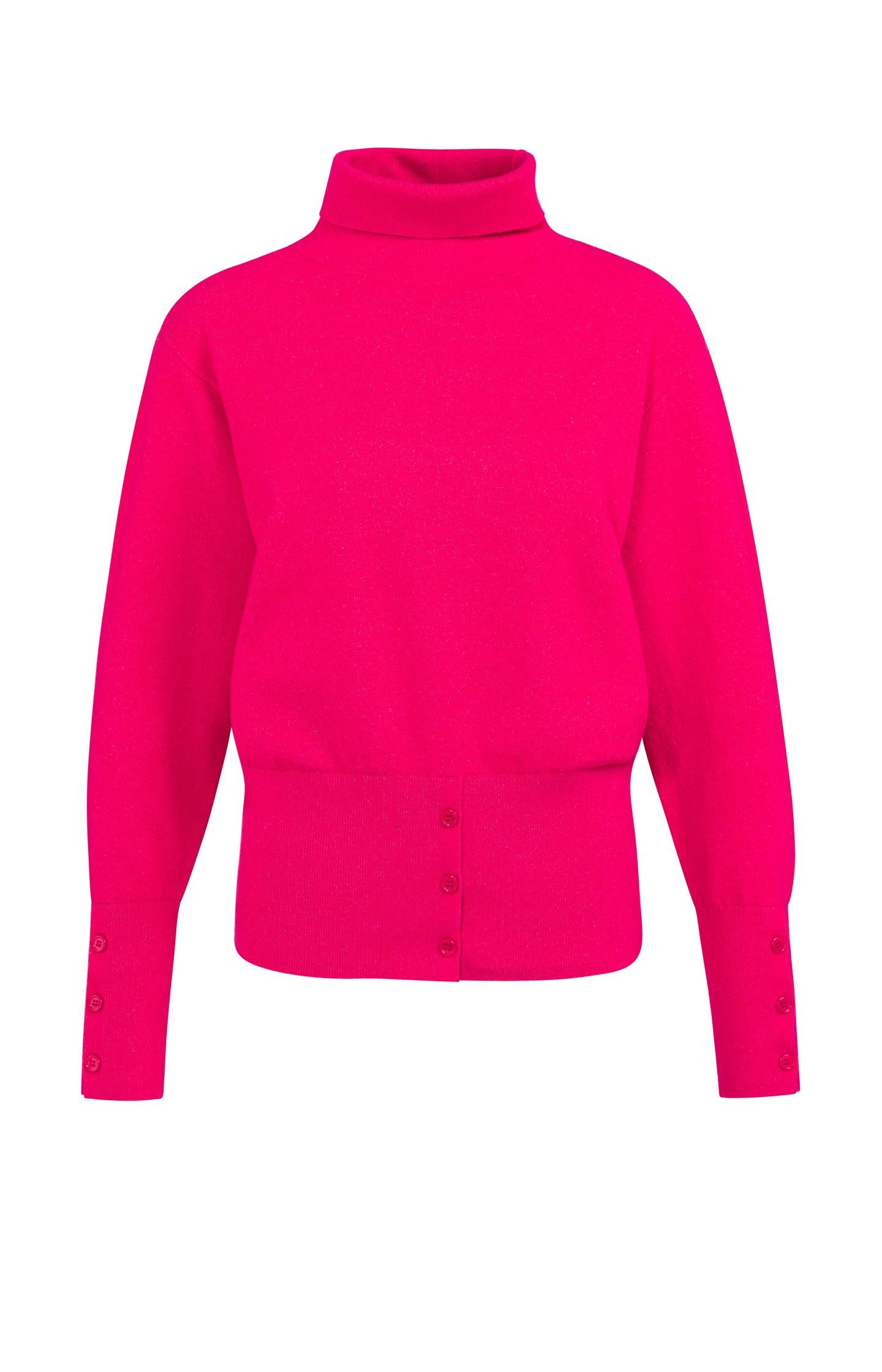 Knitted high neck sweater with button details - Type: product