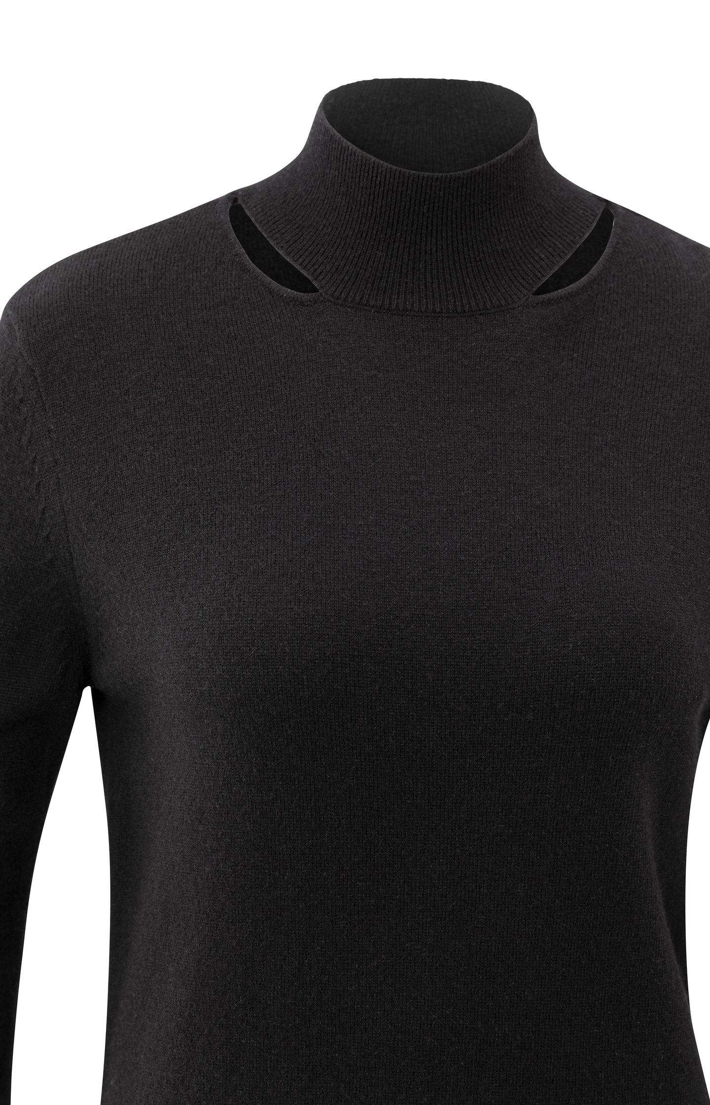 Knitted midi dress with open details at neckline