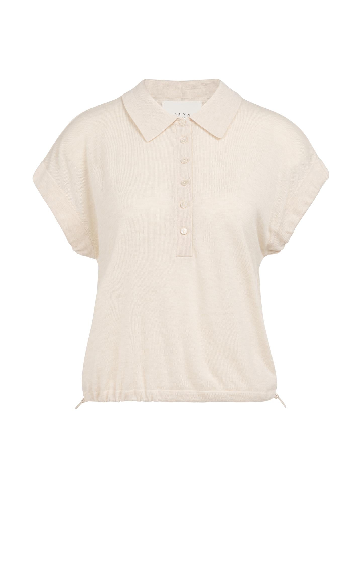 Knitted polo with drawstring hem - Type: lookbook