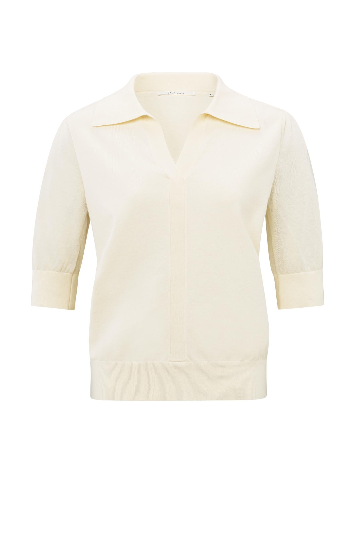Knitted polo with half sleeves - Type: product