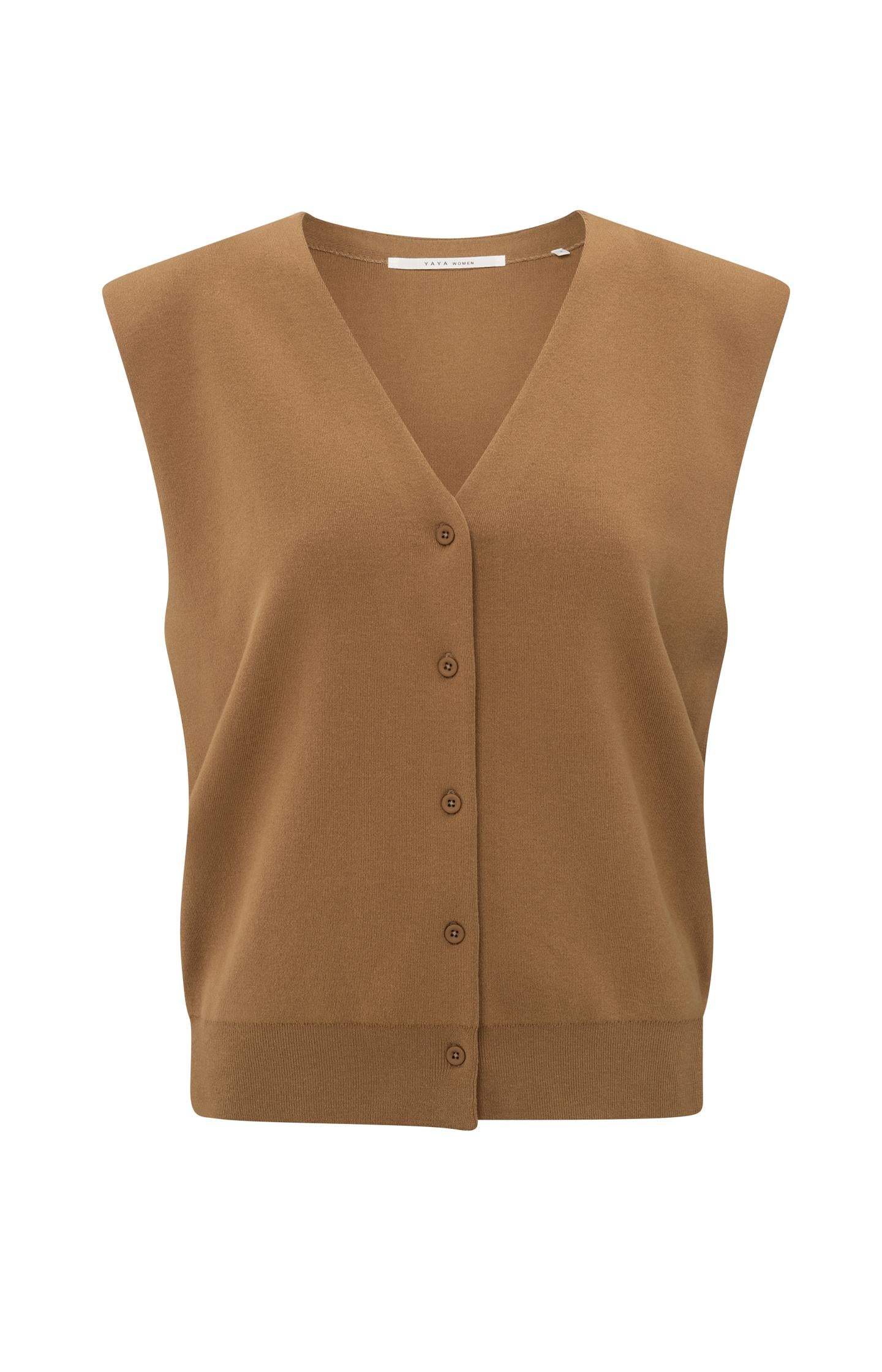 Knitted spencer with shoulder details and V-neck - Type: product
