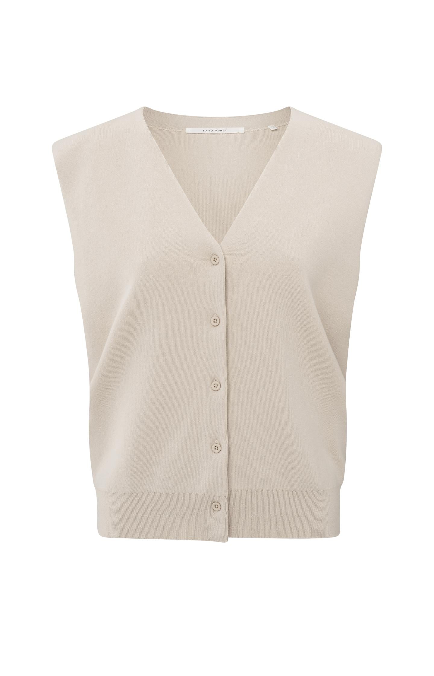 Knitted spencer with shoulder details and V-neck - Type: product